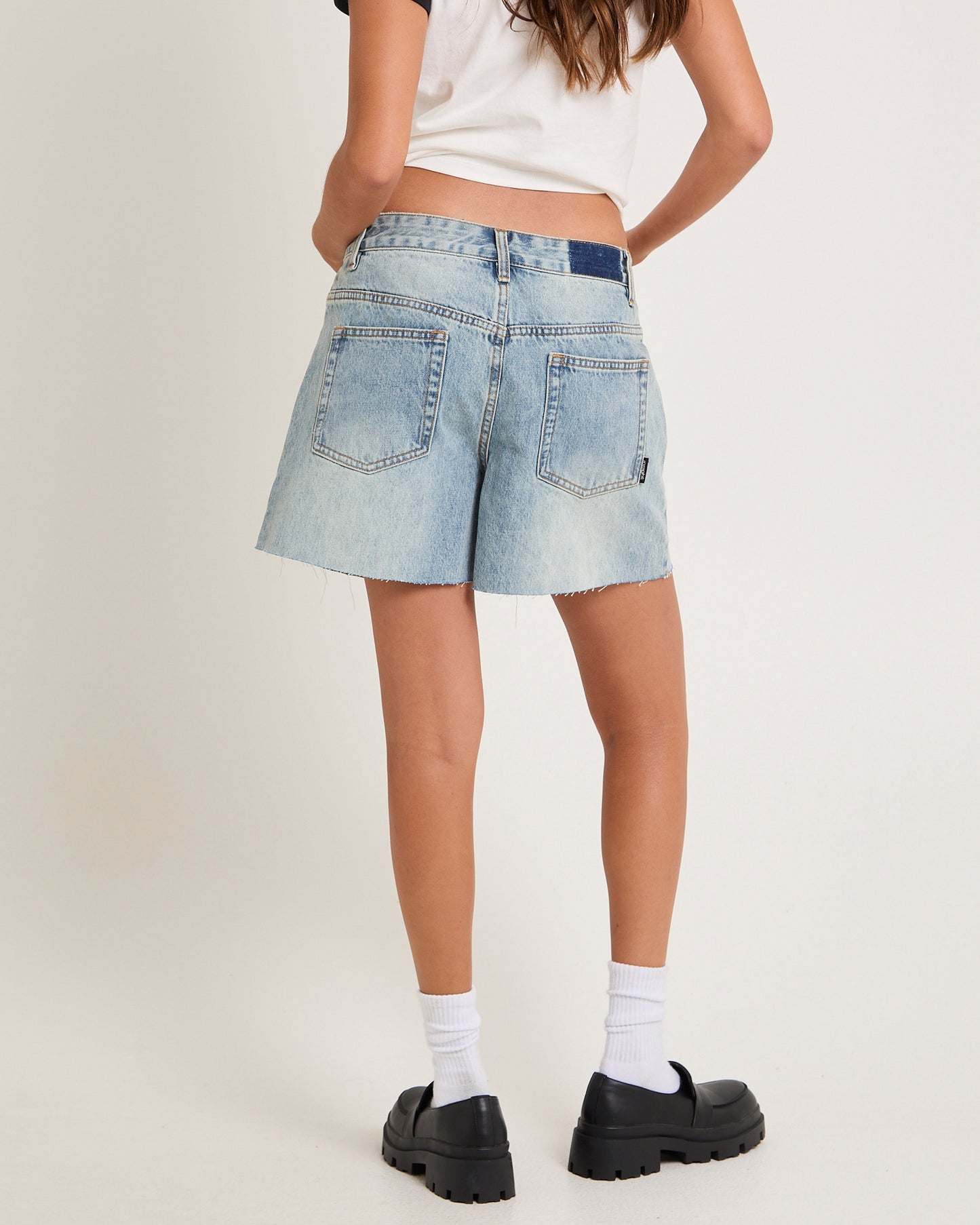 Kourtney Raw Chop Denim Shorts