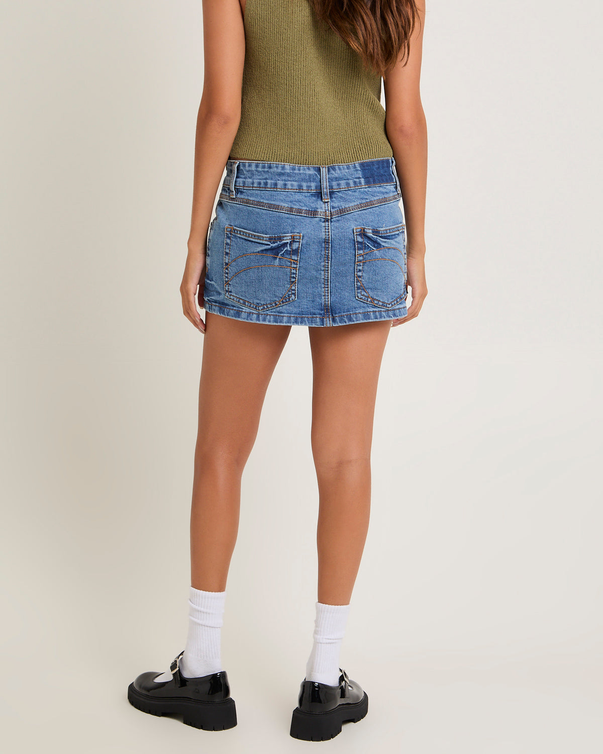 Niche Denim Mini Skirt MID BLUE