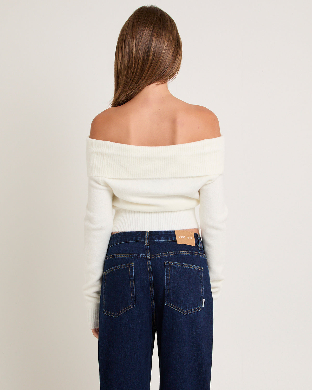 Milly Off Shoulder Knit Sweater IVORY
