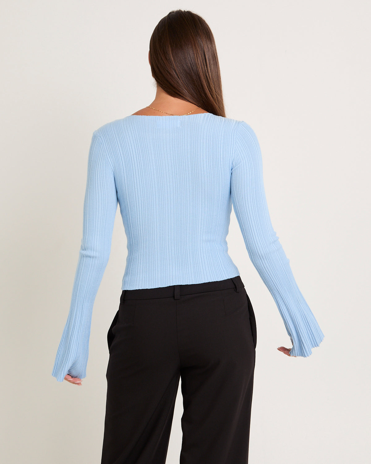 Hally Boat Neck Long Sleeve Knit Top BLUE
