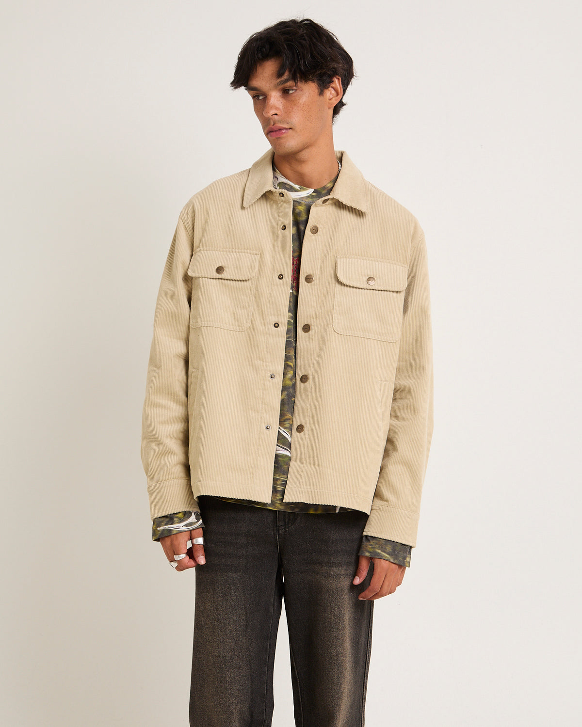 Conditions Corduroy Long Sleeve Overshirt TAUPE