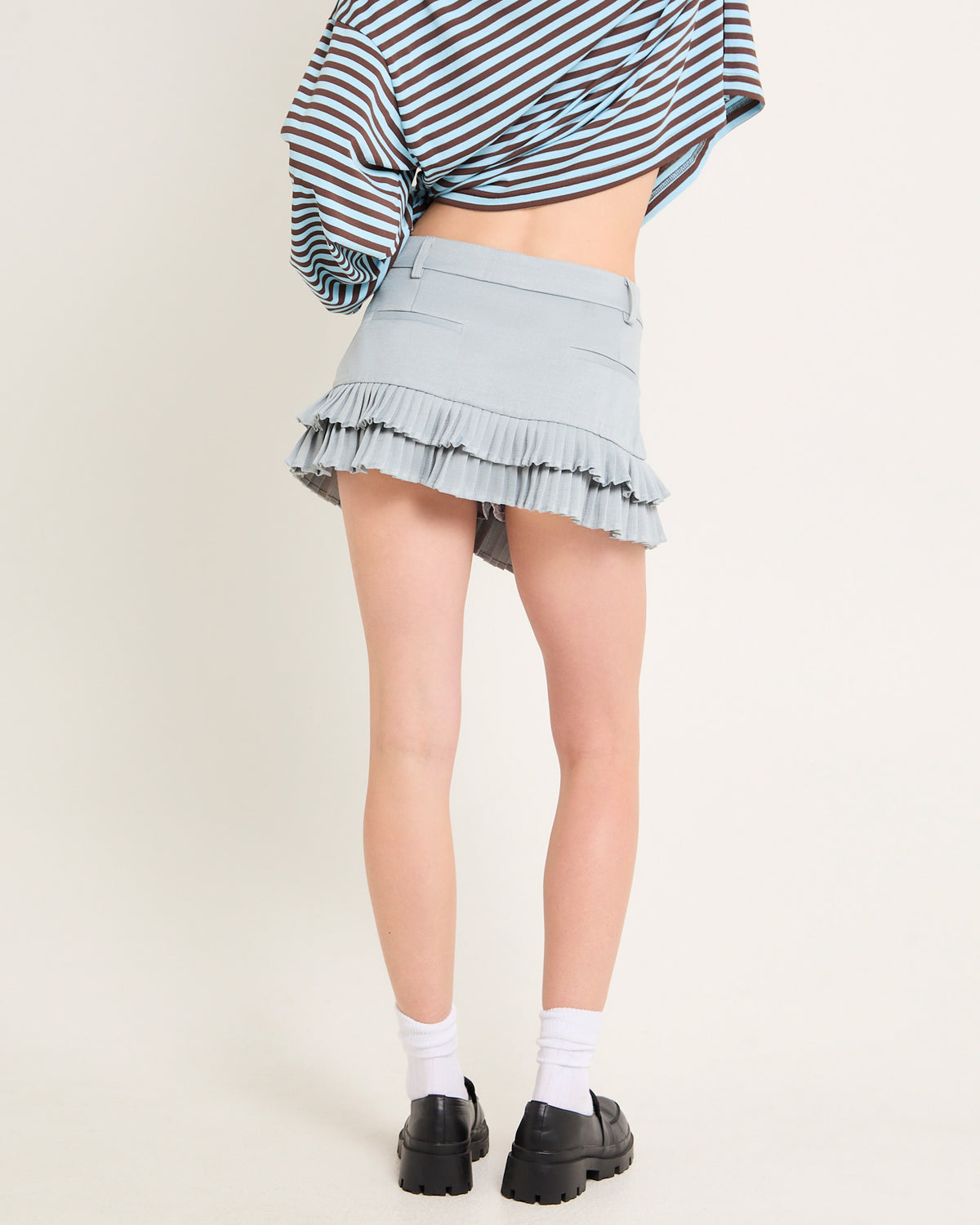 Double Ruffle Mini Skort SLATE