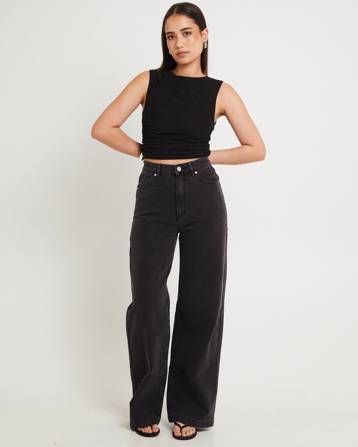 94 High & Wide Denim Jeans WASHED BLACK