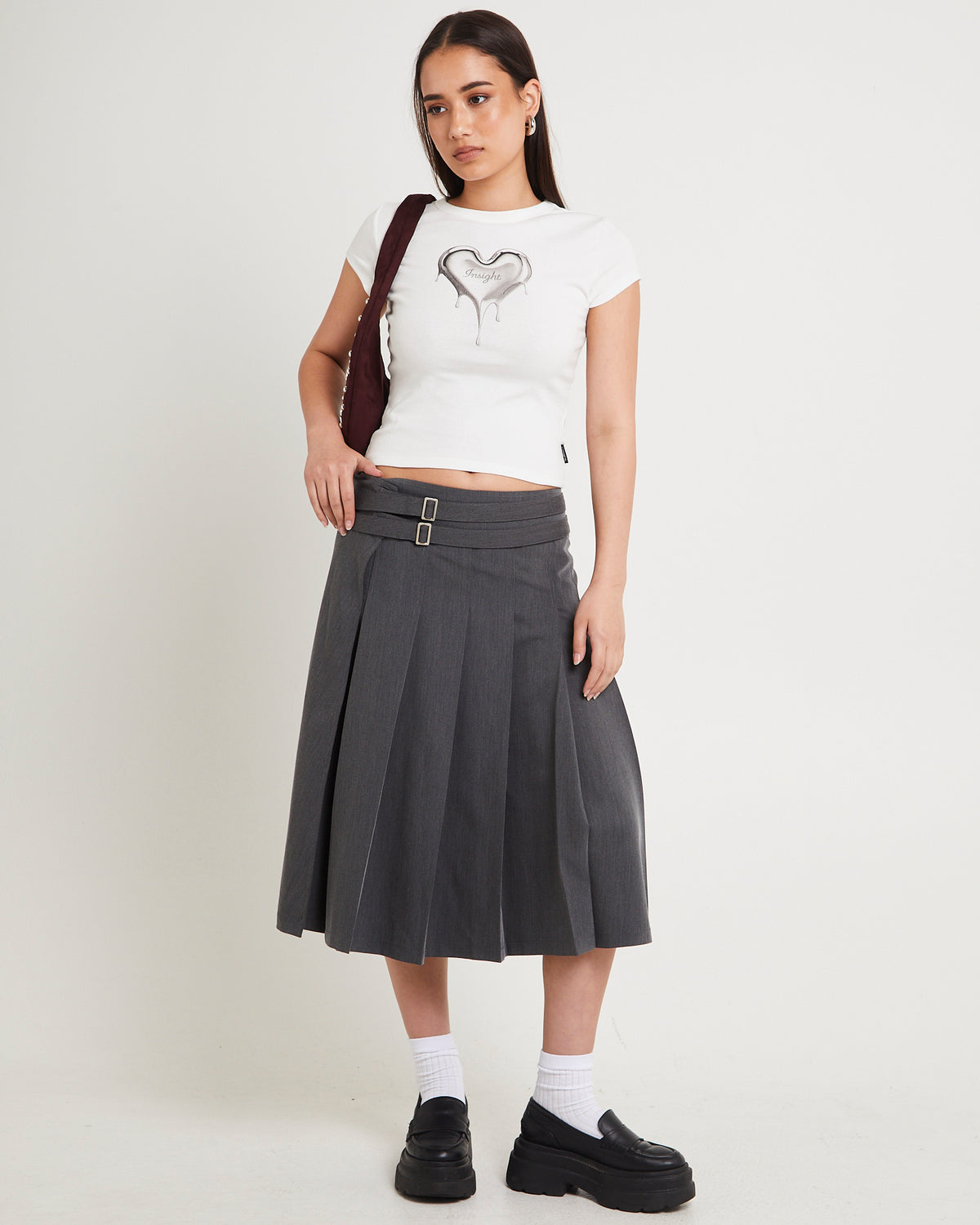 Eriksen Pleated Midi Skirt GREY