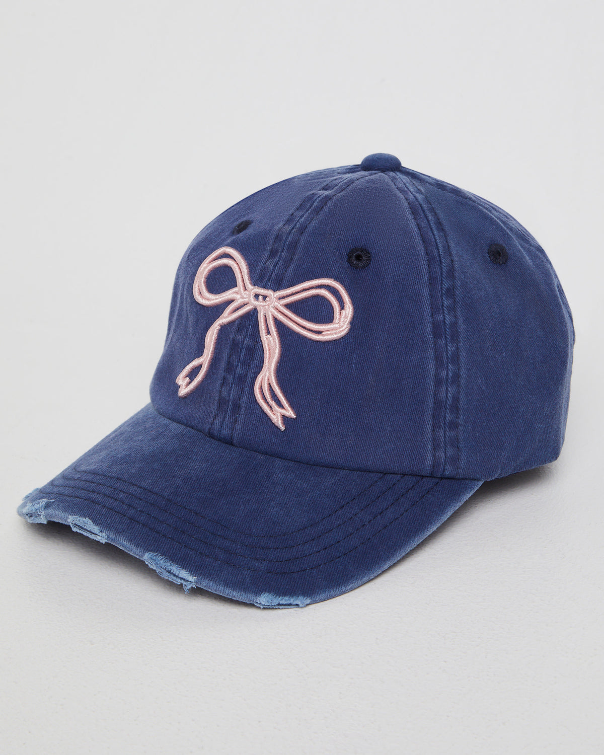 Mimi Bow Distressed Cap NAVY