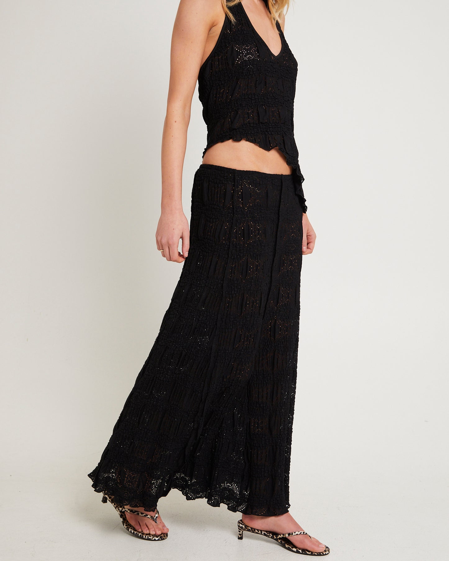 Amore Asymmetrical Textured Maxi Skirt