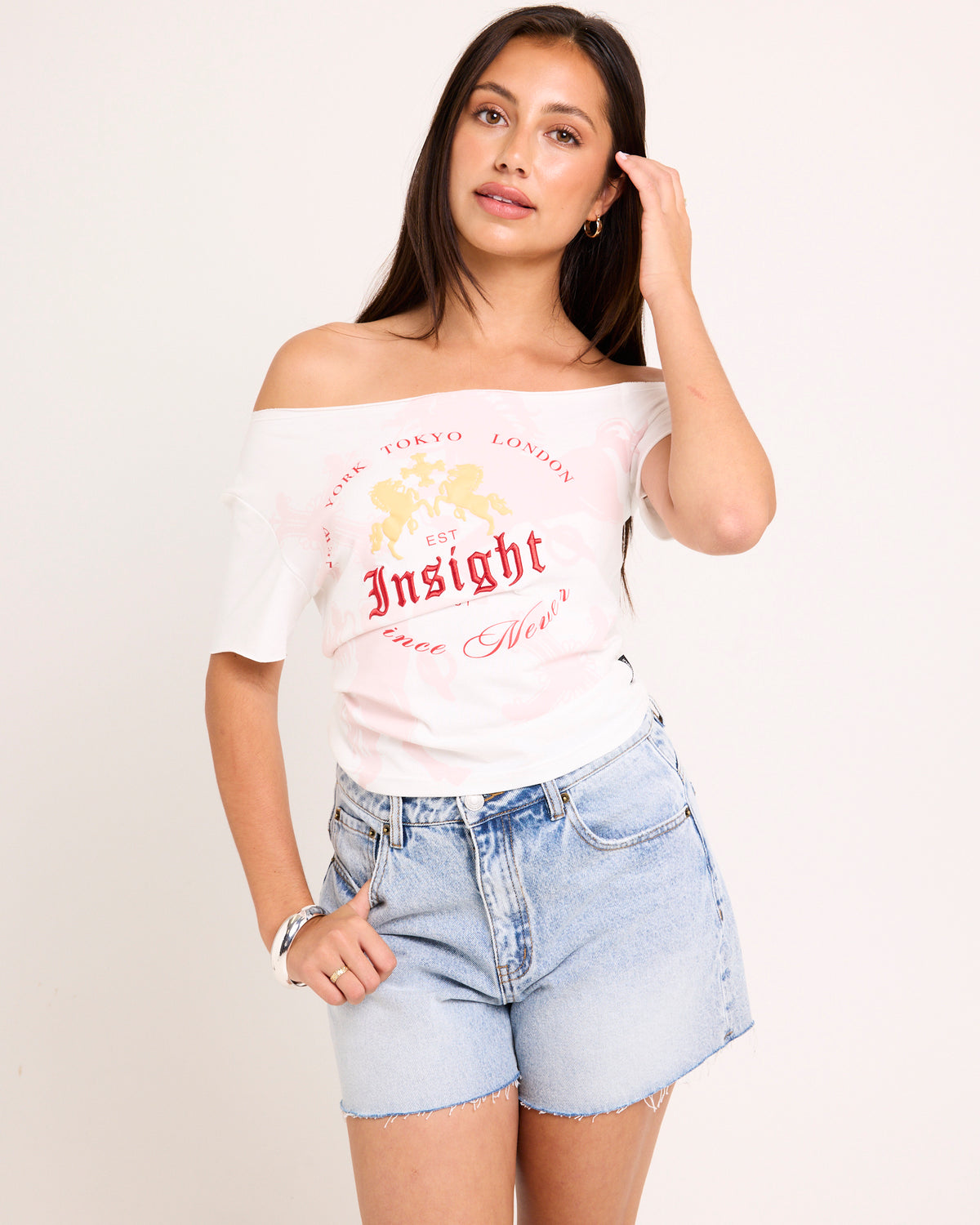 Emblem Slashed Tee VINTAGE WHITE
