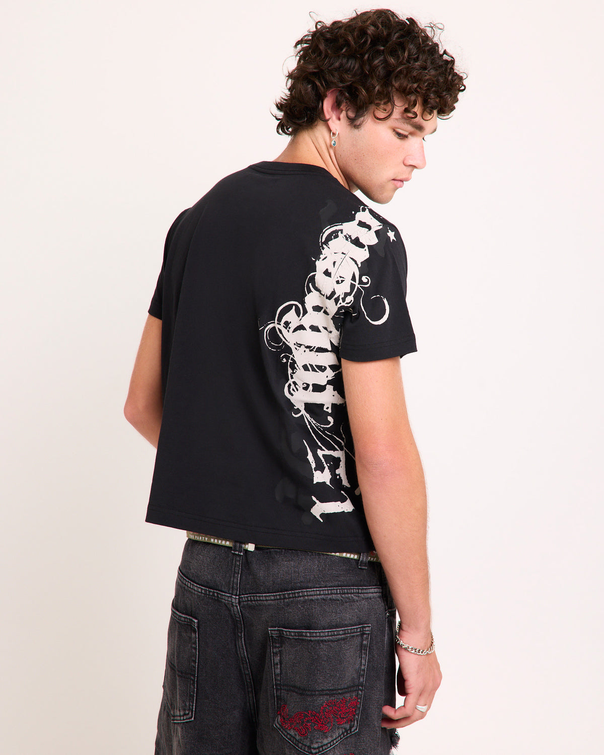 Narco Shrunken Cropped T-Shirt BLACK