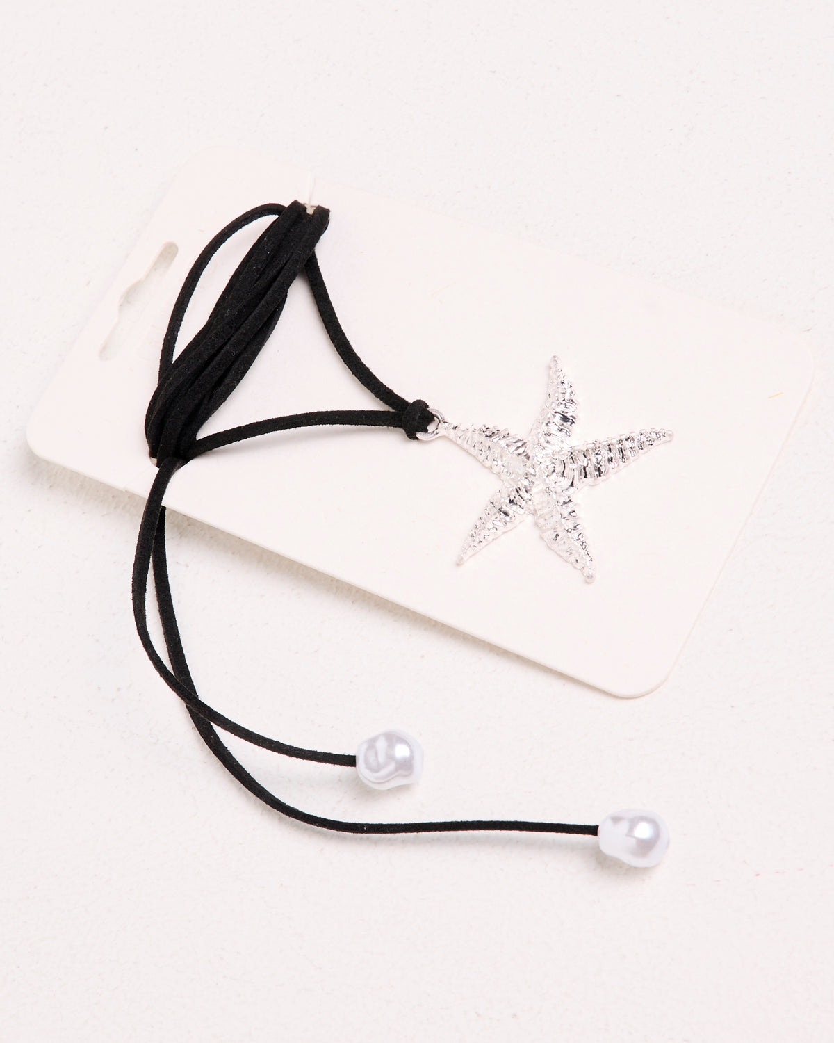 Long Suede Swirl Necklace BLACK