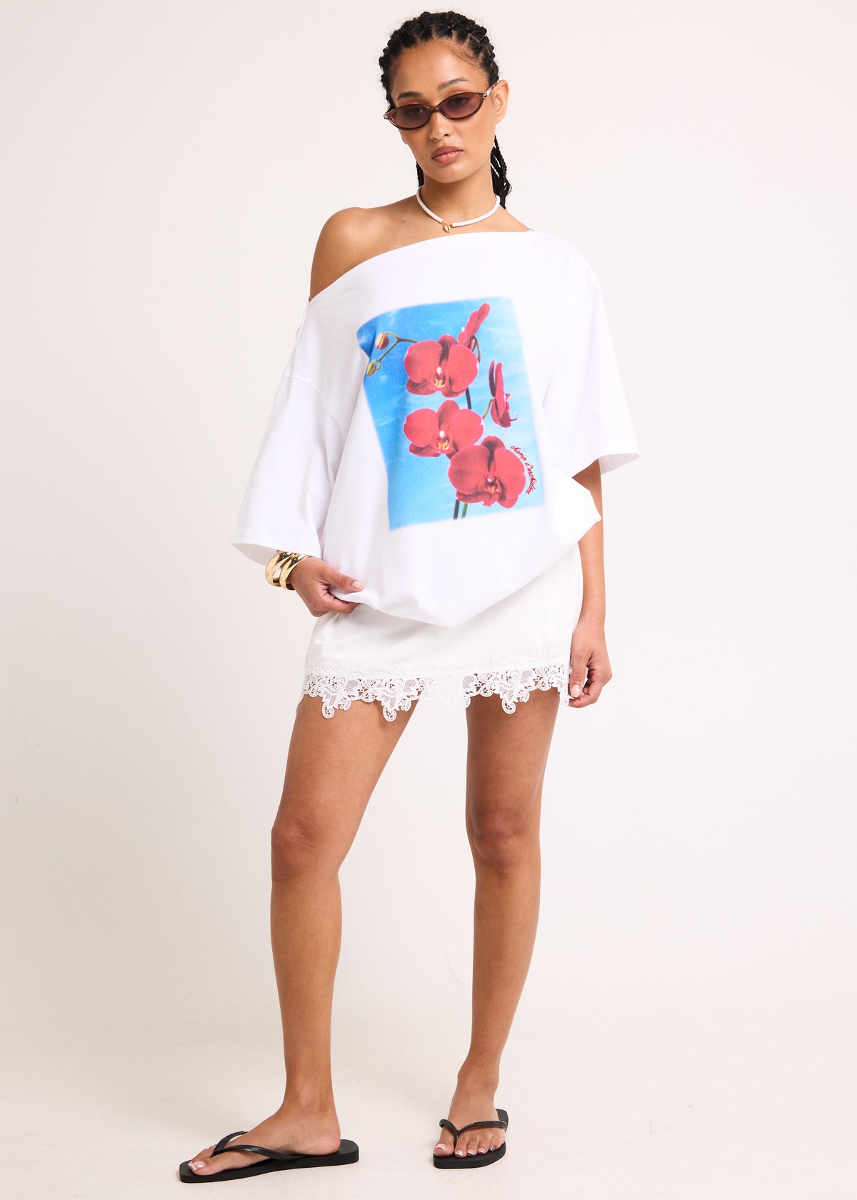 Orchid Off Shoulder T-Shirt CREAM