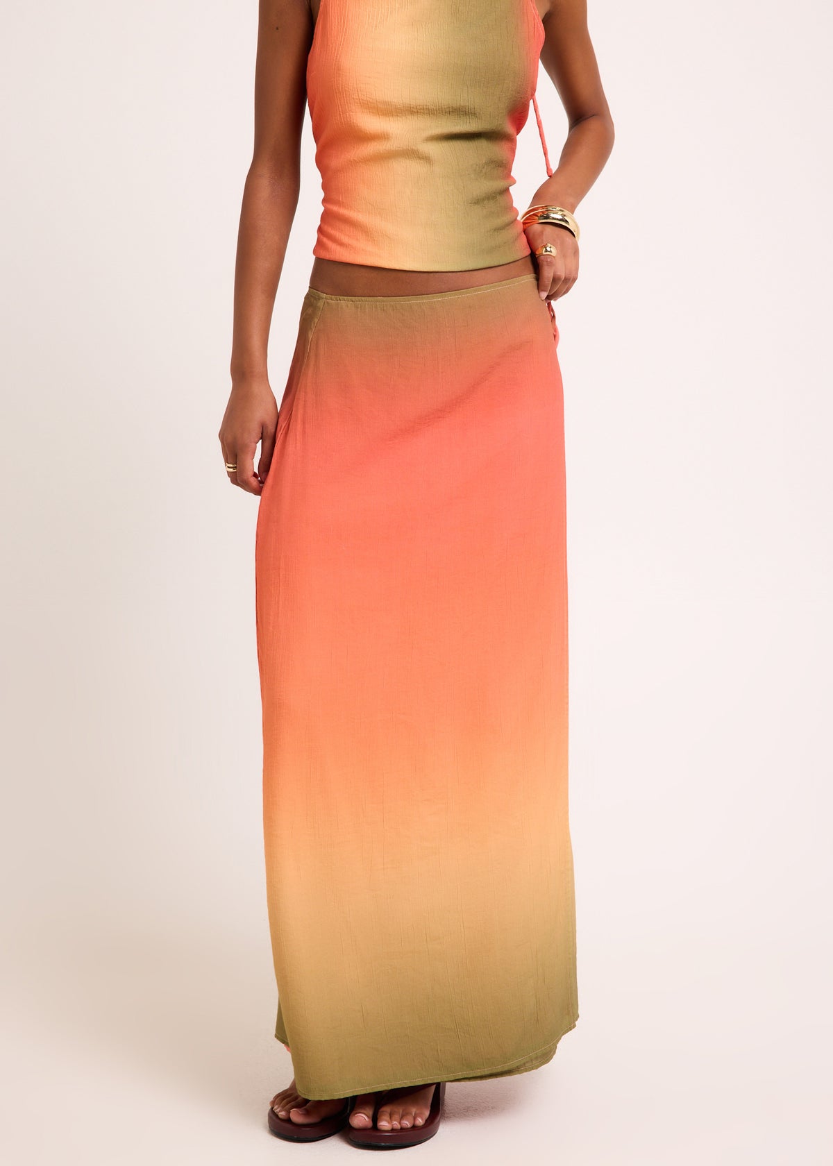 Earth Ombre Wrap Midi Skirt MULTI