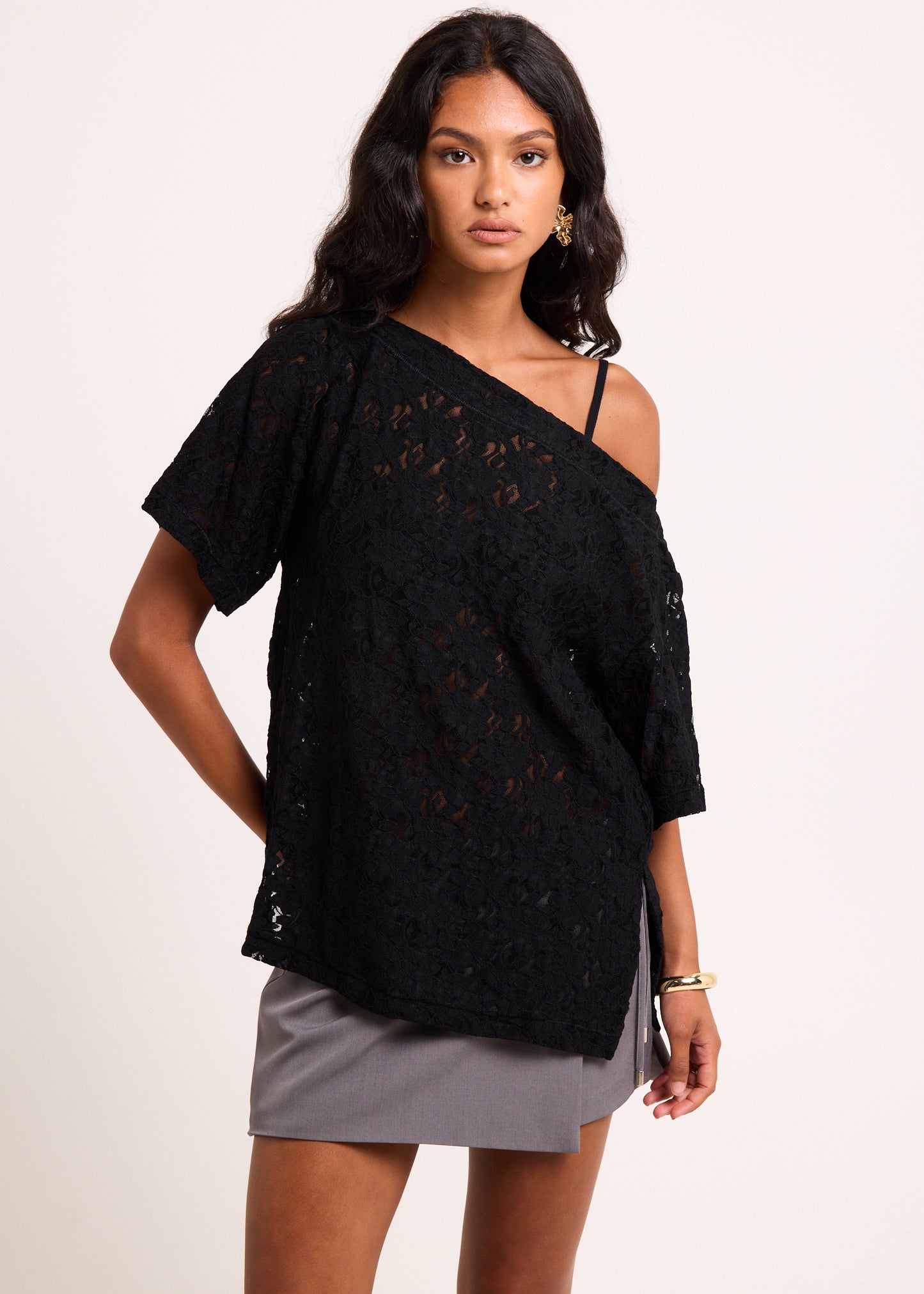 Louis Asymmetric Lace Top