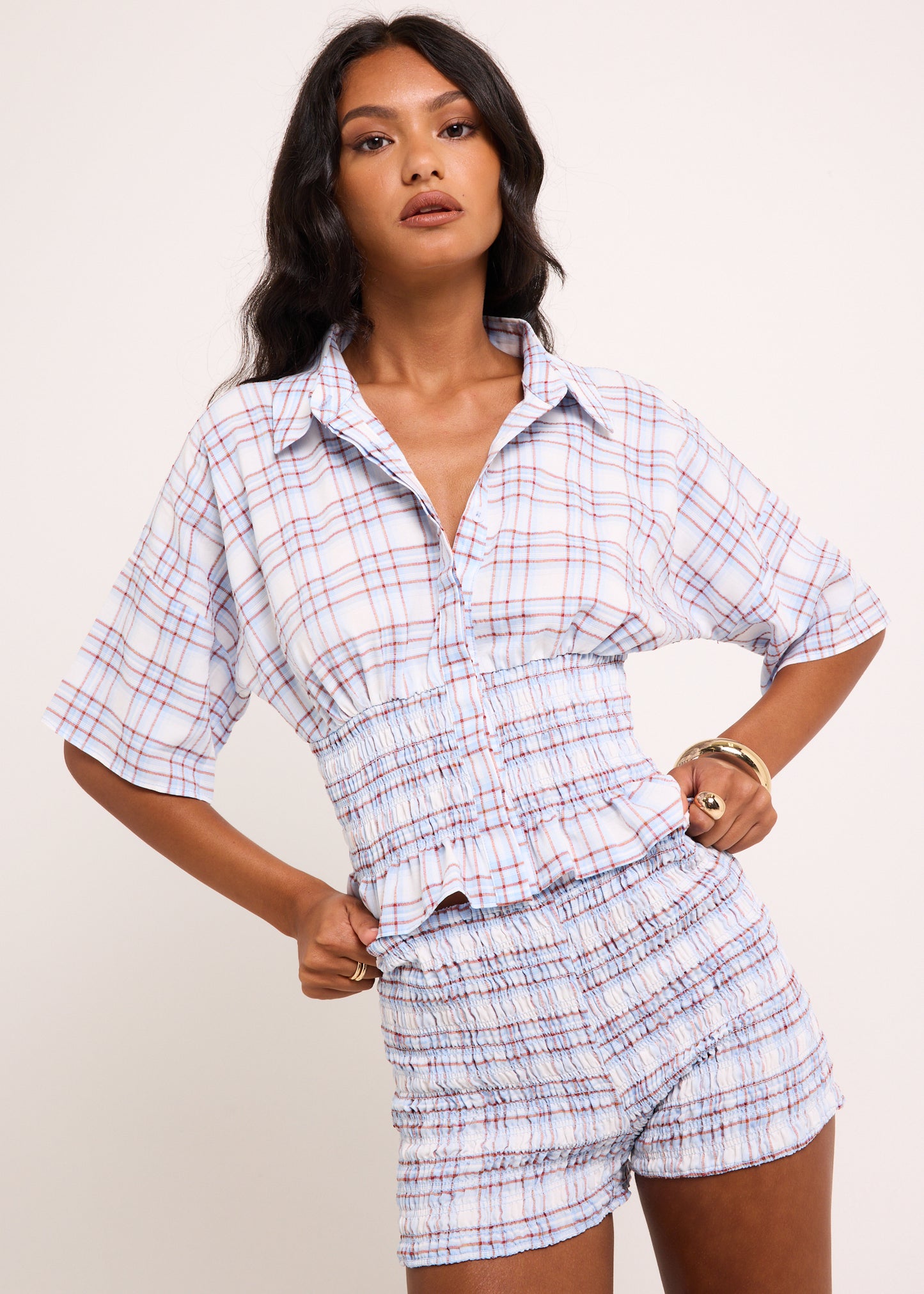 Harley Shirred Check Shirt