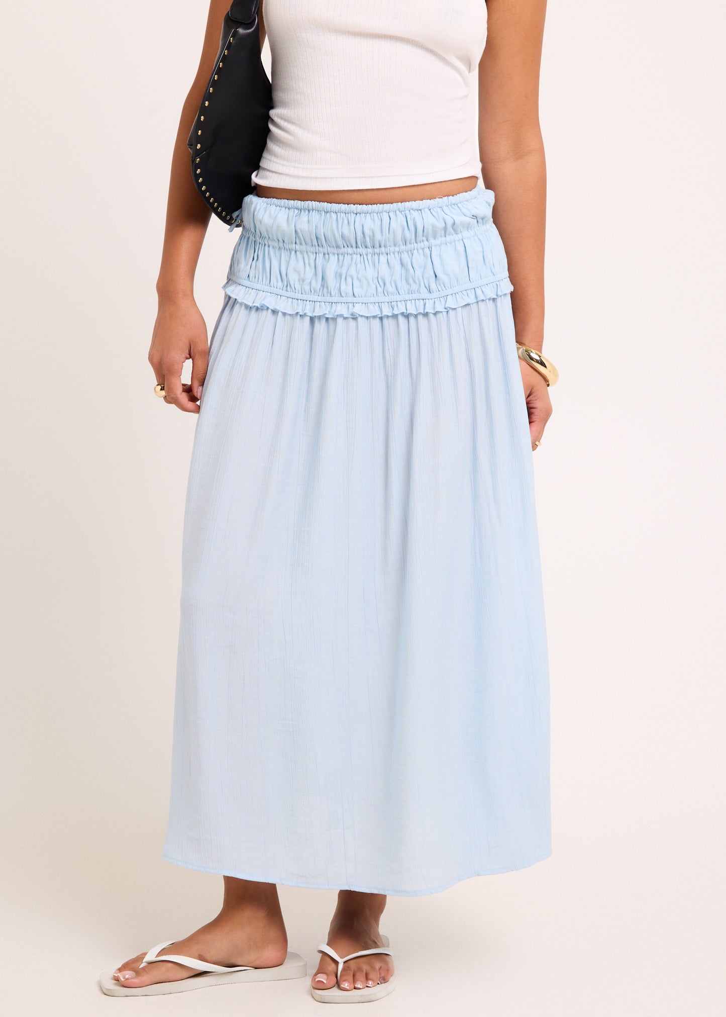 Chloe Shirred Midi Skirt