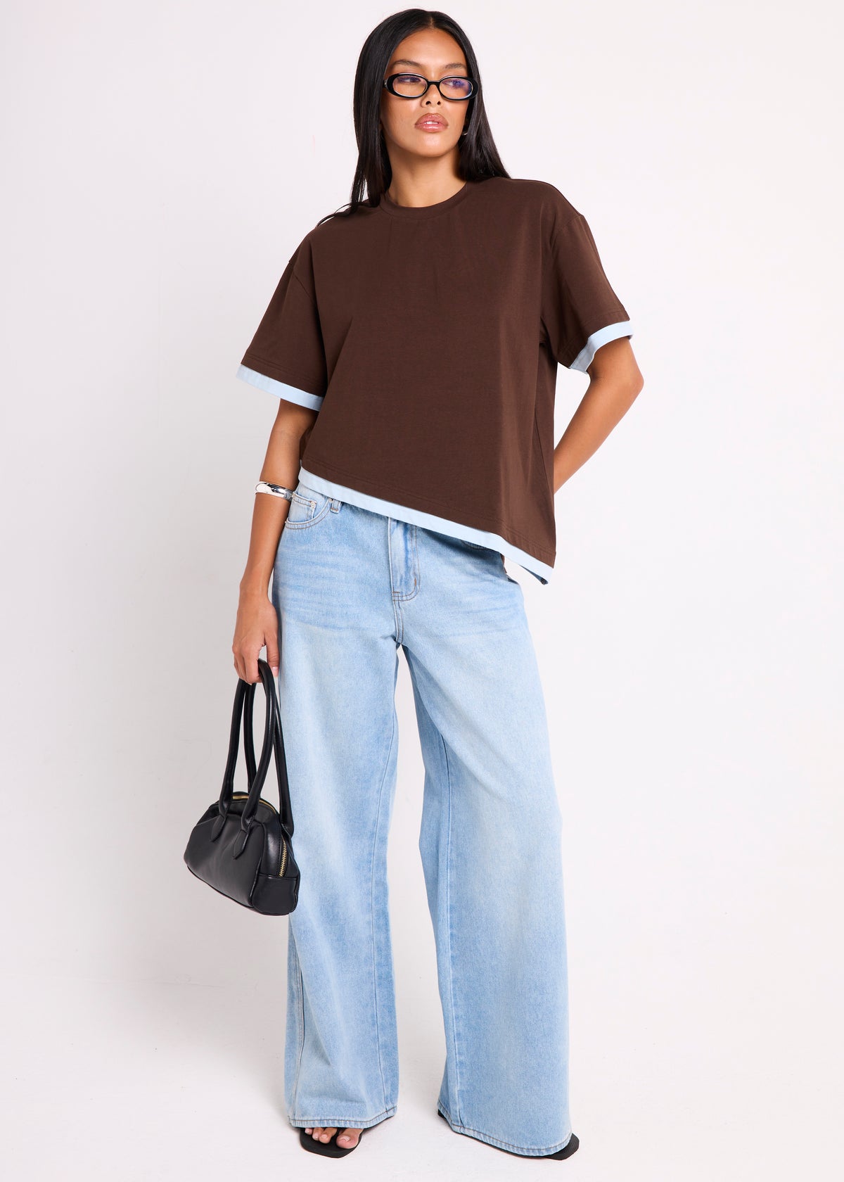 Alya Asymmetric Tee BROWN BLUE