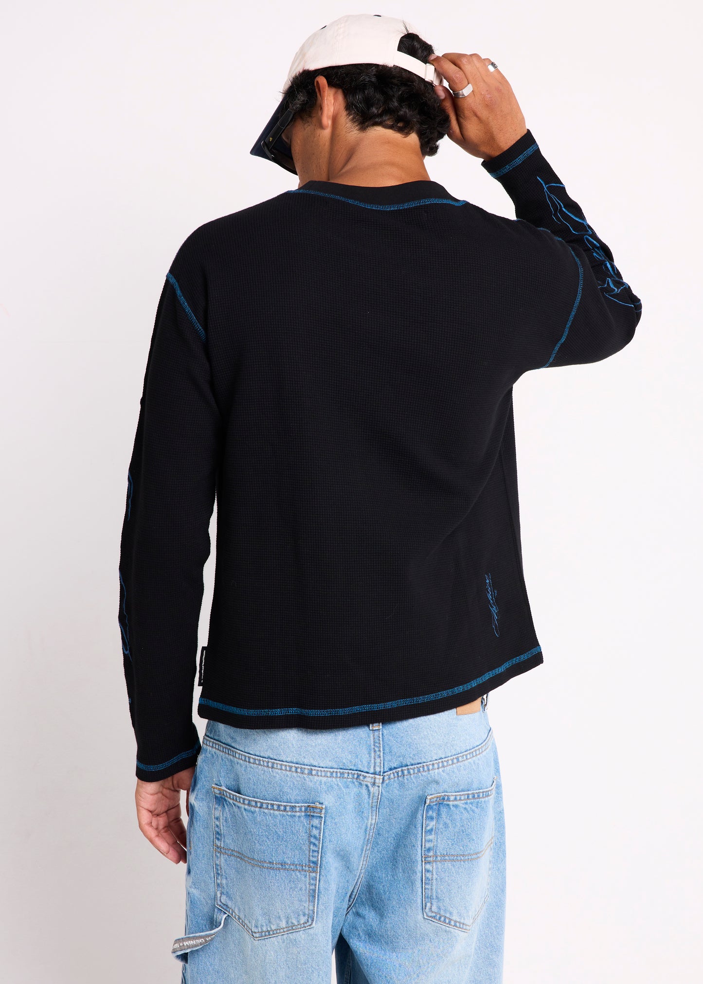 Script Long Sleeve Waffle Shirt