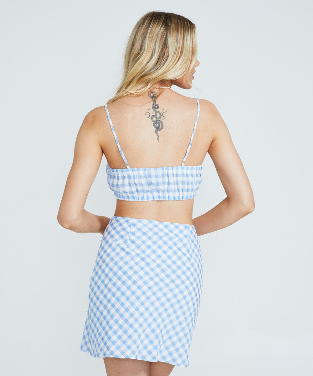 Eva Elasticated Crop Top Blue