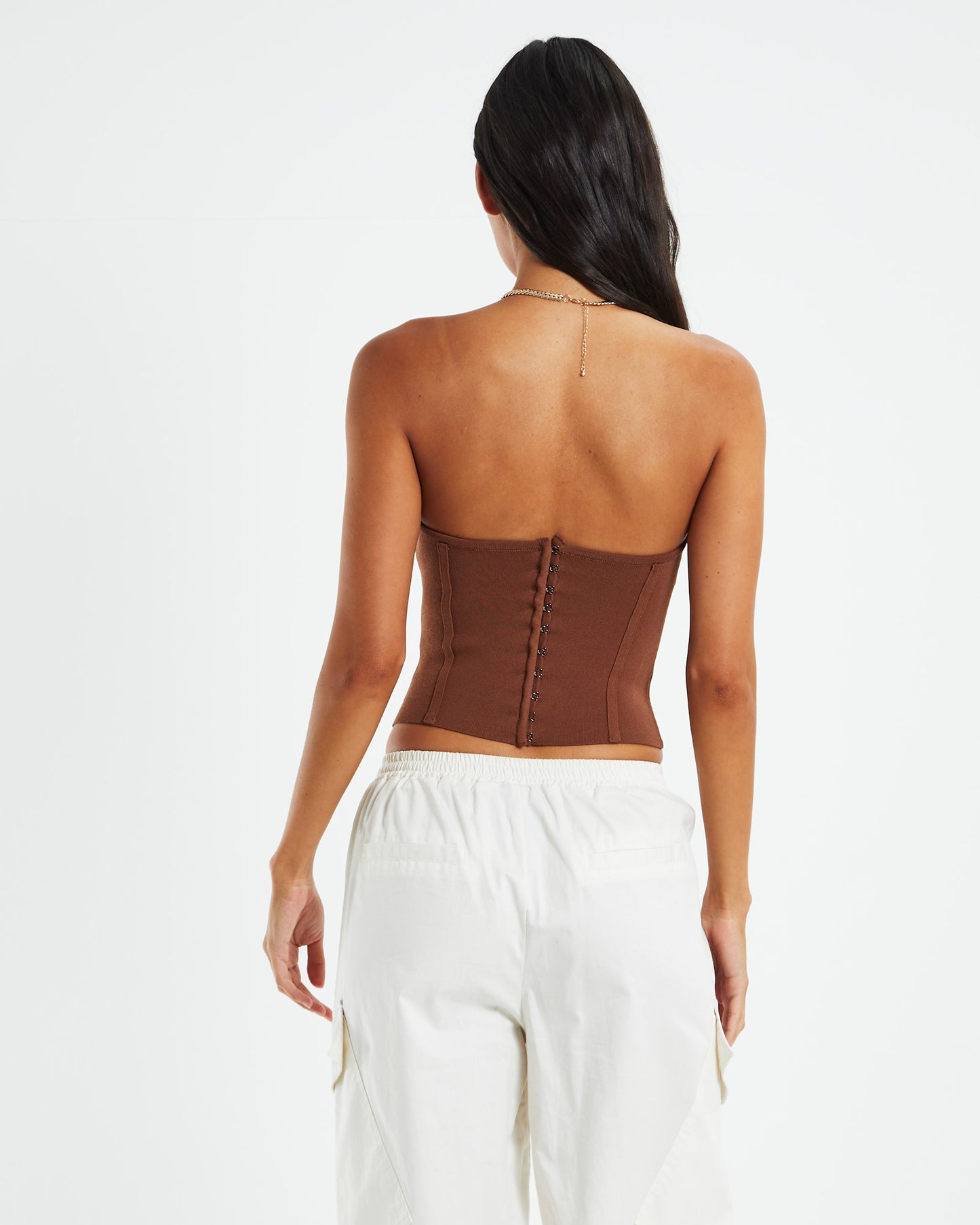 Faye Compact Knit Corset Cocoa Brown