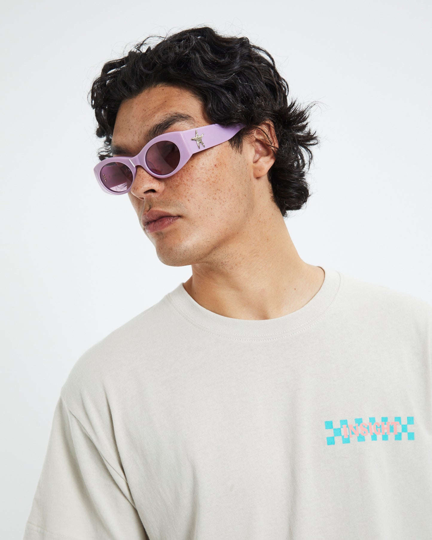 Evan Mock X Suede Sunglasses Mauve Polished/Velvet
