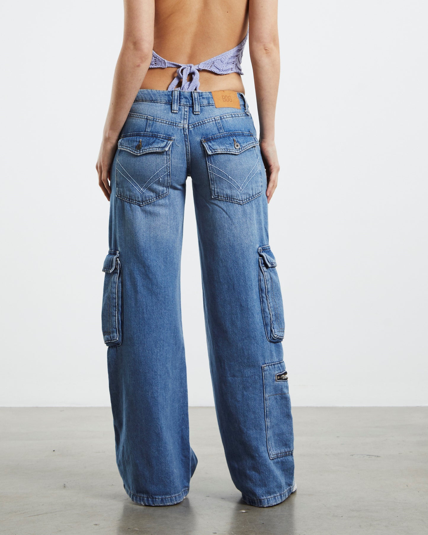 Low Rise Puddle Cargo Jeans