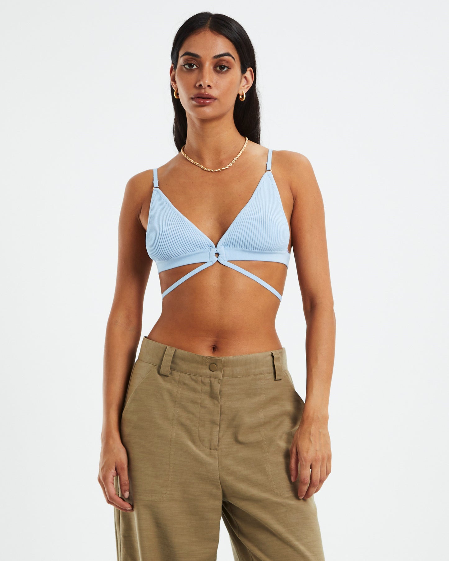 Lisa Strappy Knit Bralette Blue