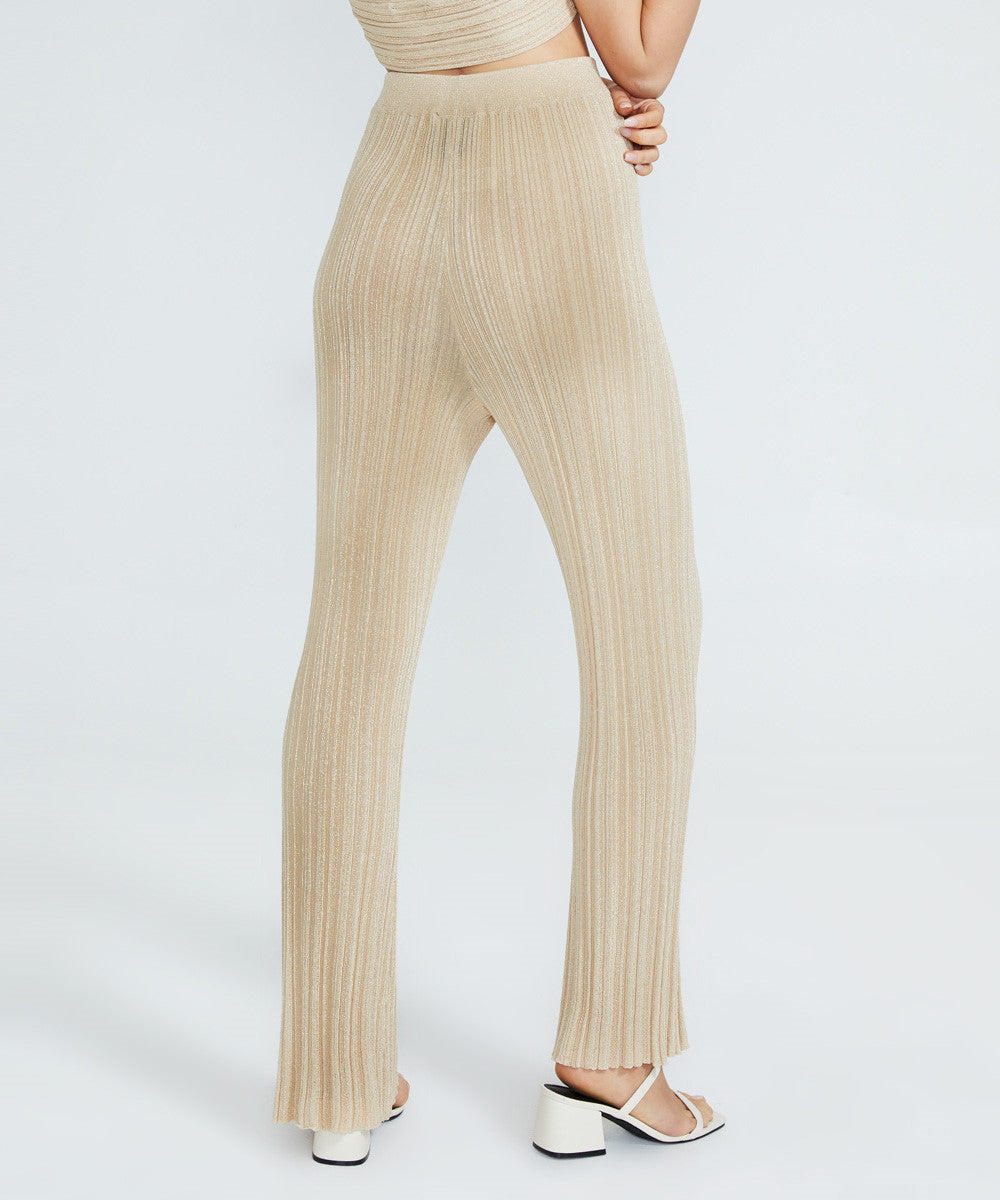 Josie Lurex Rib Pants Gold