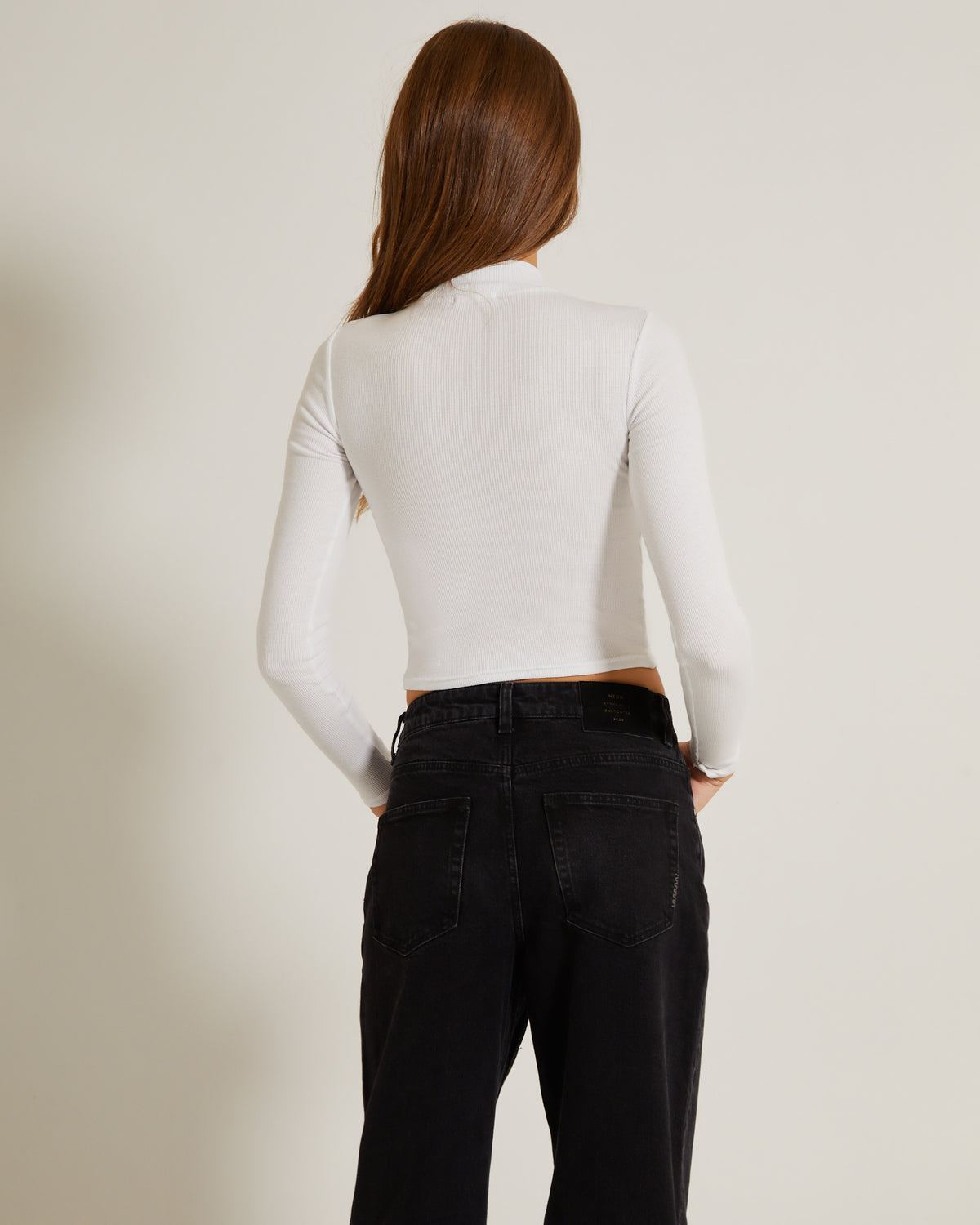 Ribbed Long Sleeve Crop Skivvy WHITE