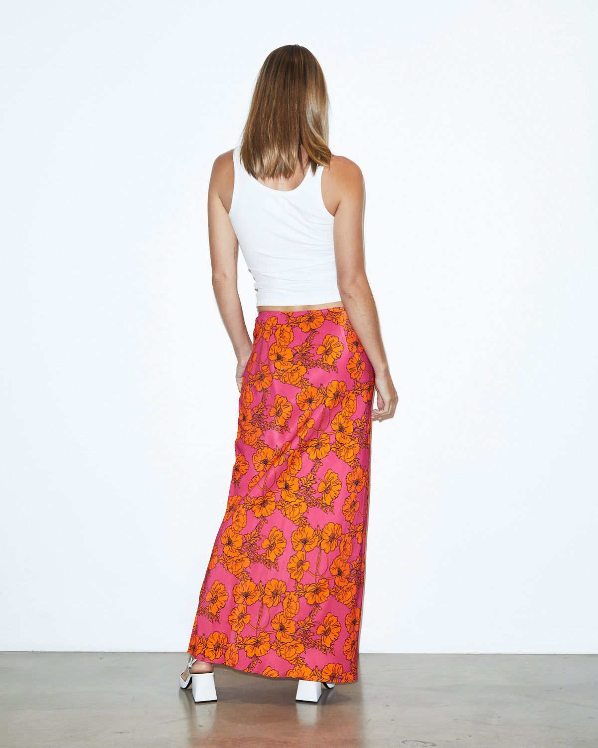 Penelope Bloom Low Rise Midi Skirt Pink PINK