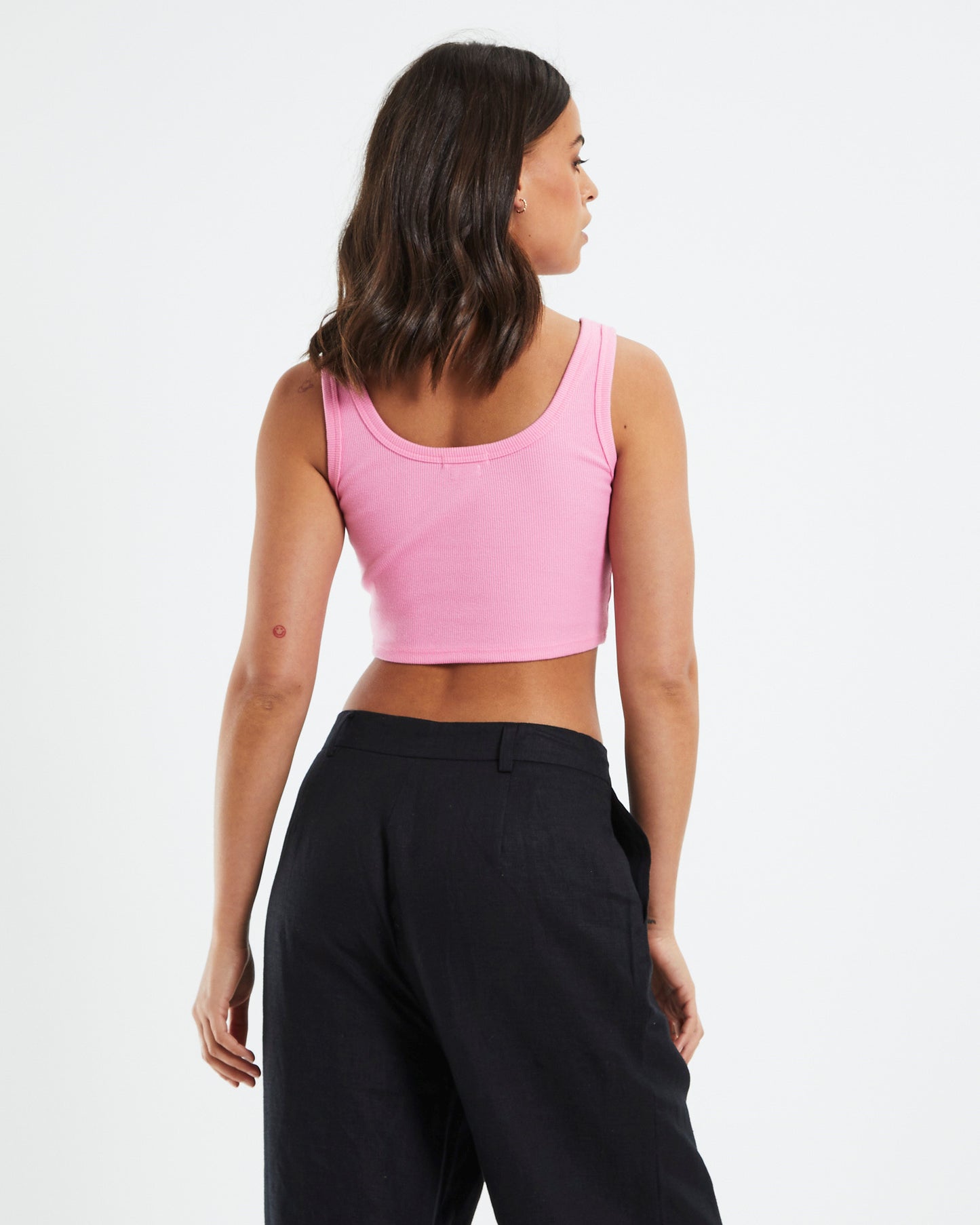 Scoop Neck Cropped Tank Top Pink