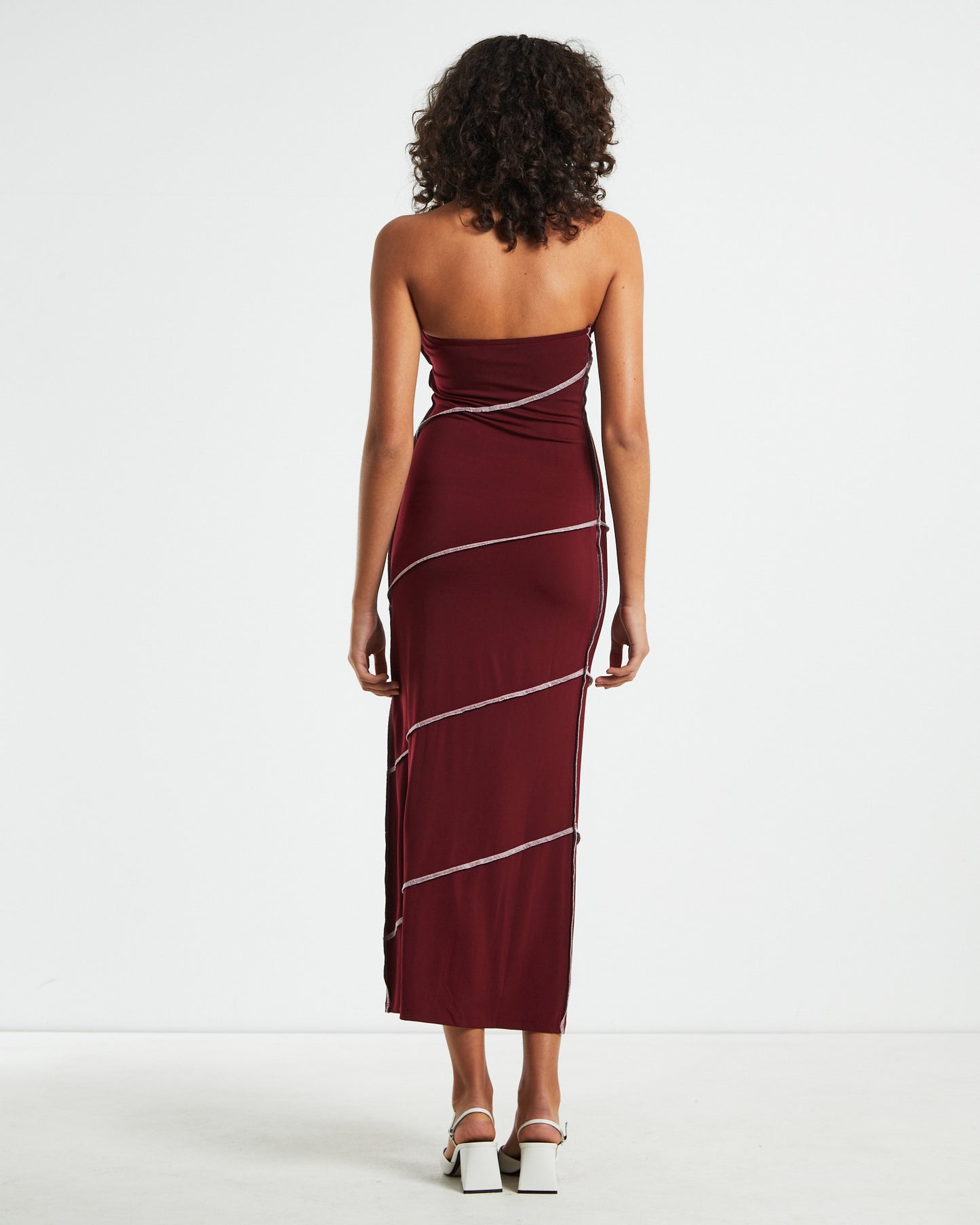 Amelie Slinky Contrast Midi Tube Dress Red