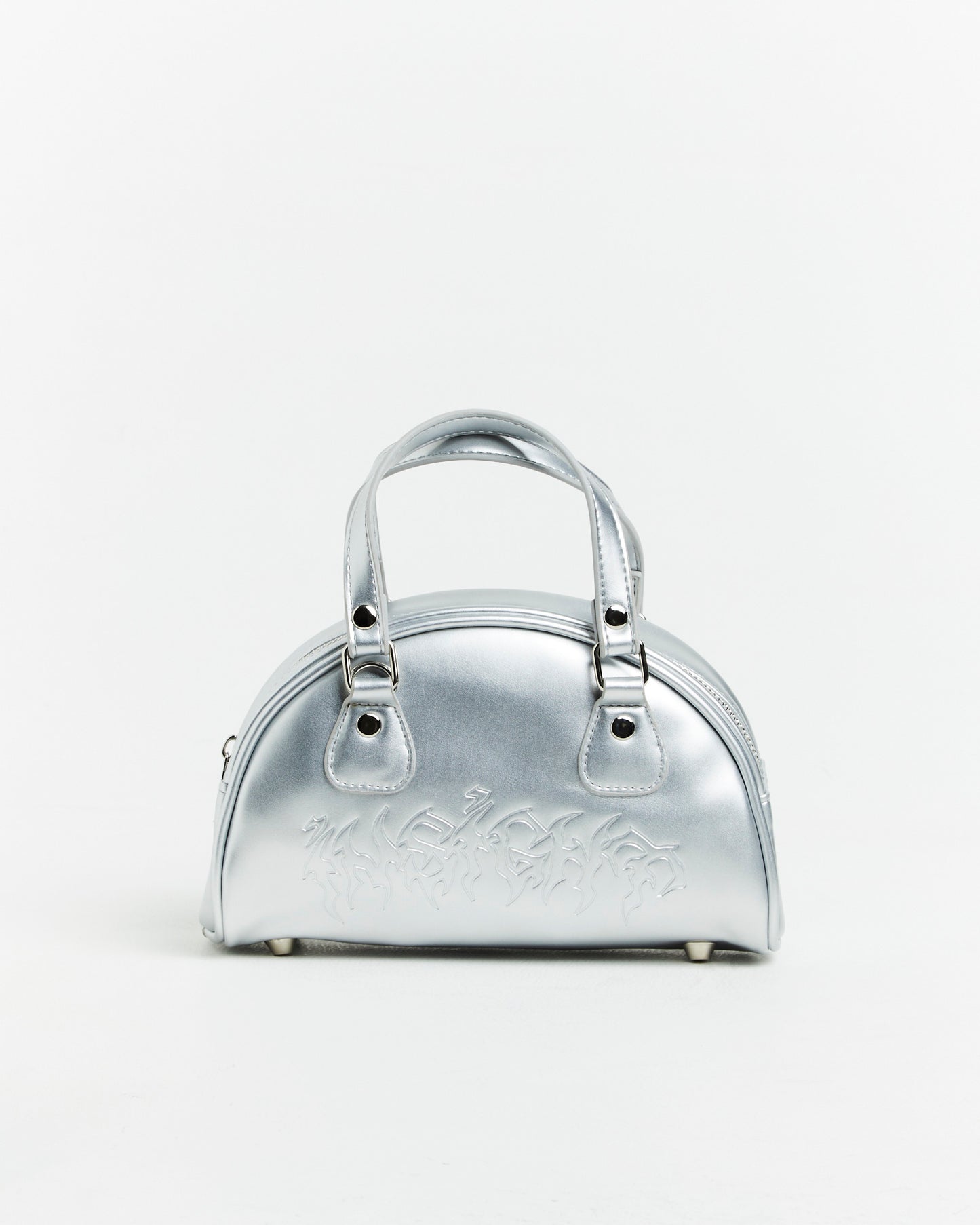 Mini Bowling Bag in Metallic Silver