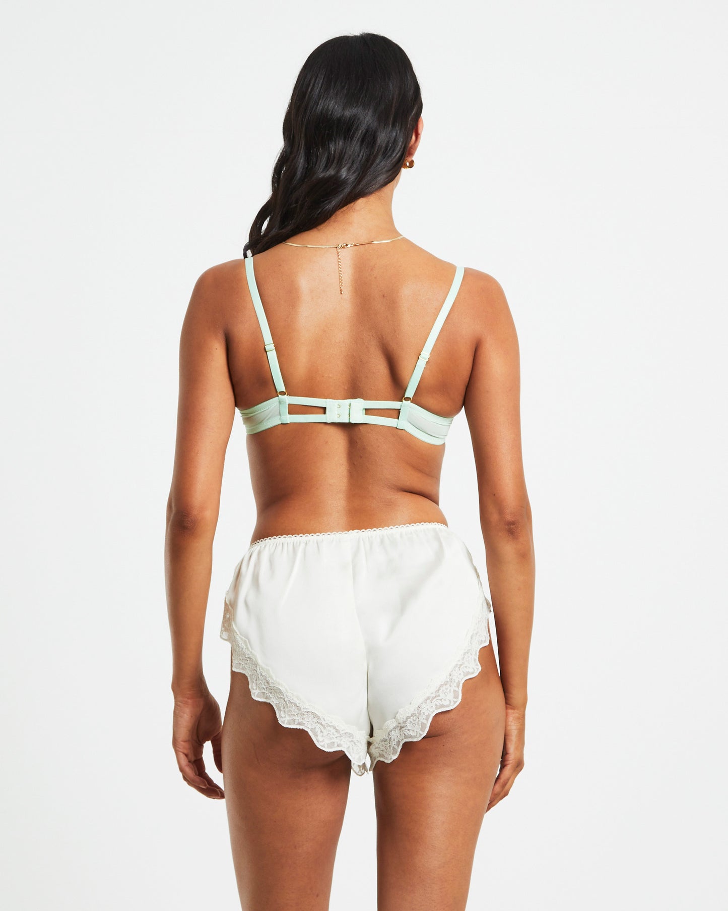 Maple Scallop Lace Cage Bra in Mint Green