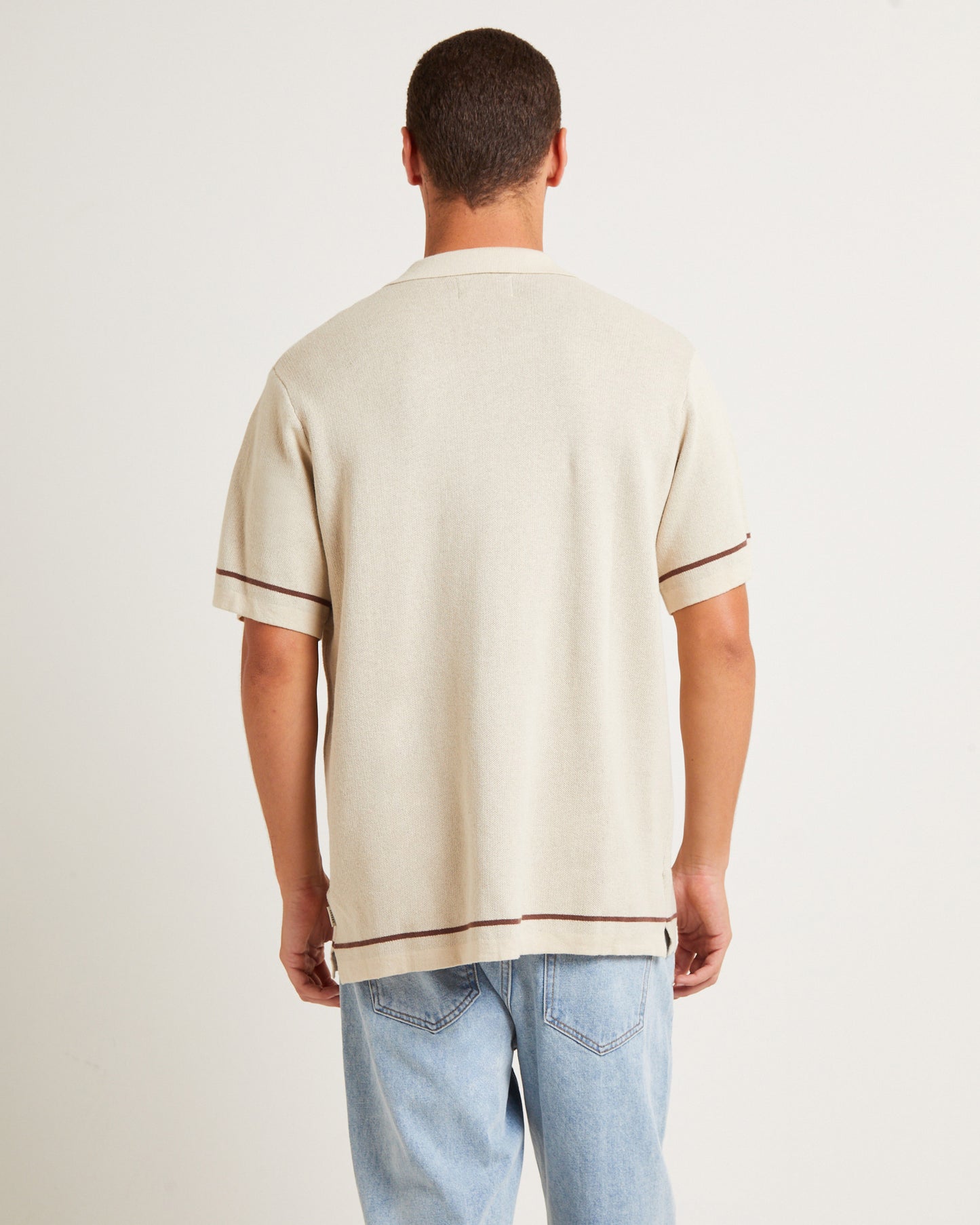 Knit Bowling Short Sleeve Shirt in Natural