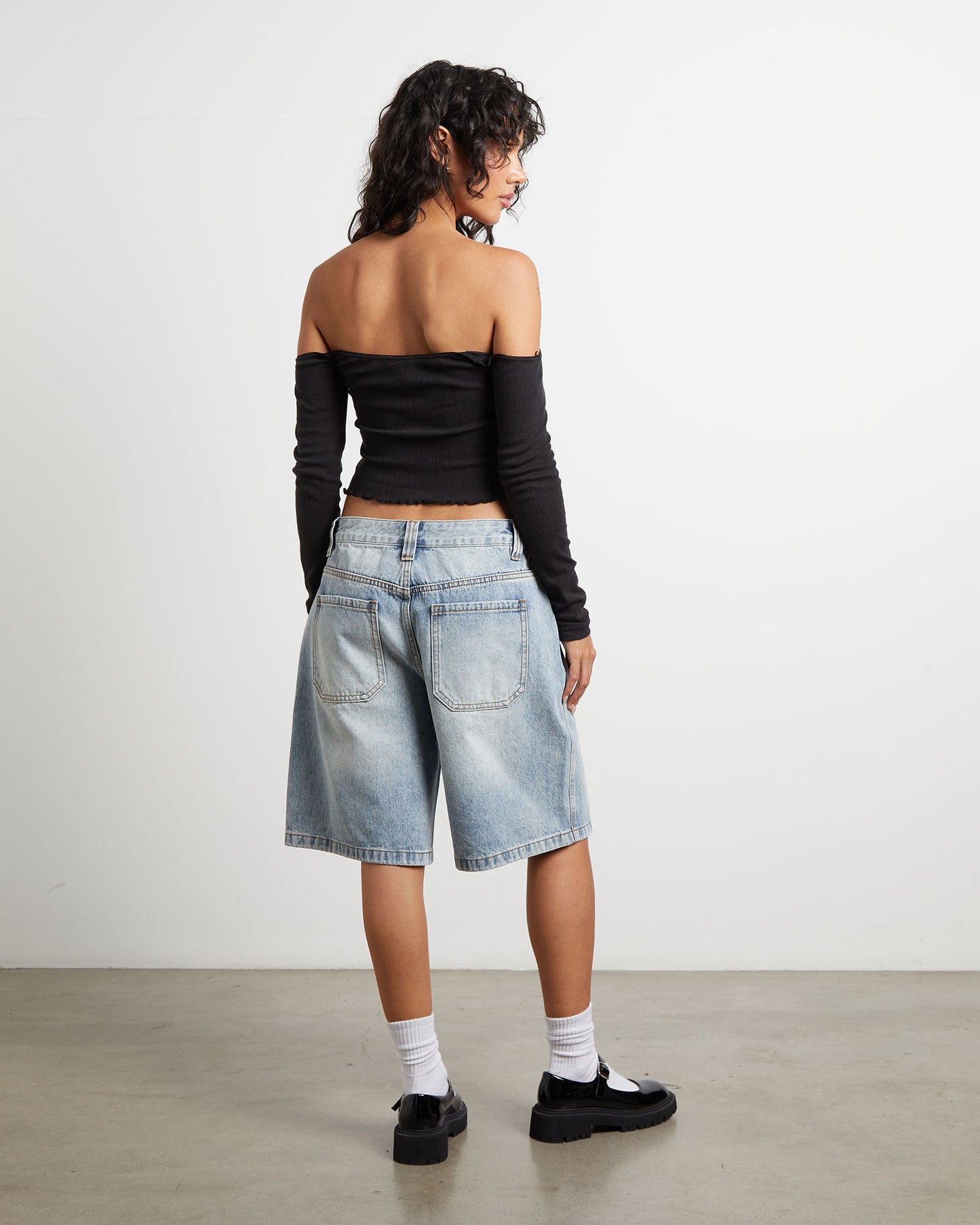 Fate Pointelle Cold Shoulder Tube Top in Black