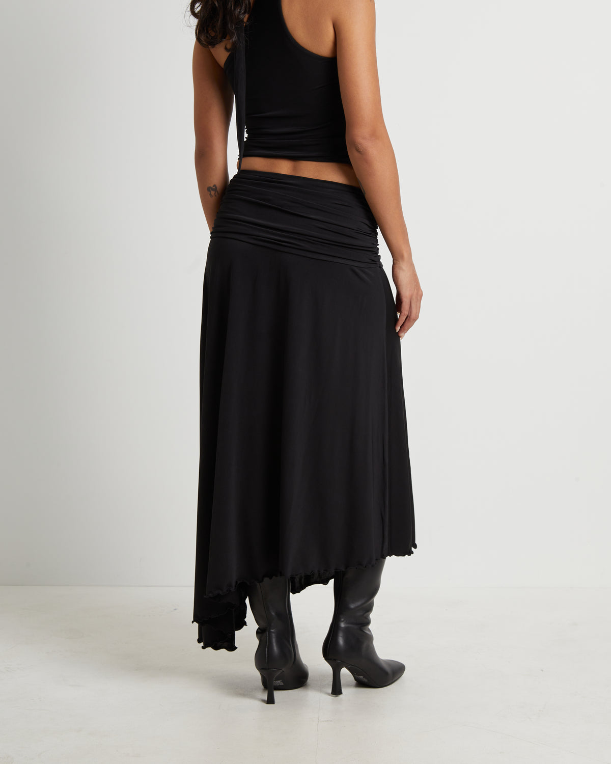Florence Fairy Hem Maxi Skirt in Black BLACK