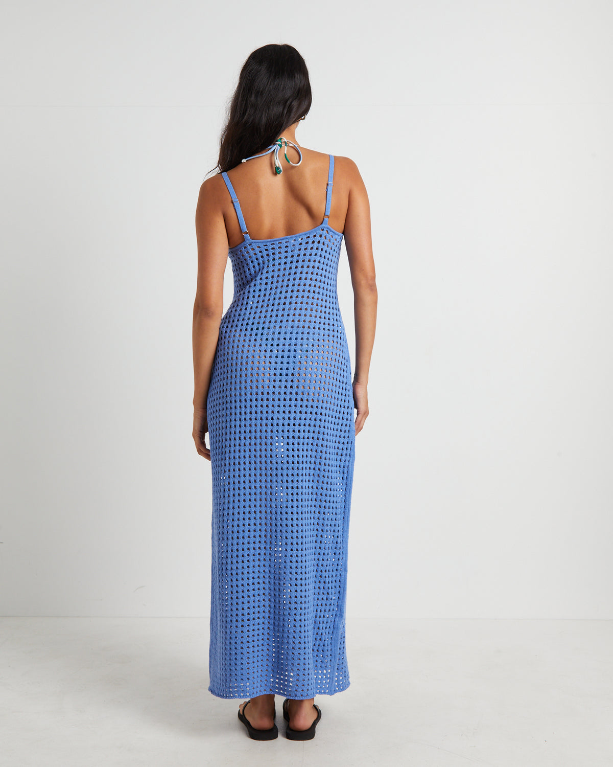 Calypso Crochet Midi Dress in Sea Blue BLUE