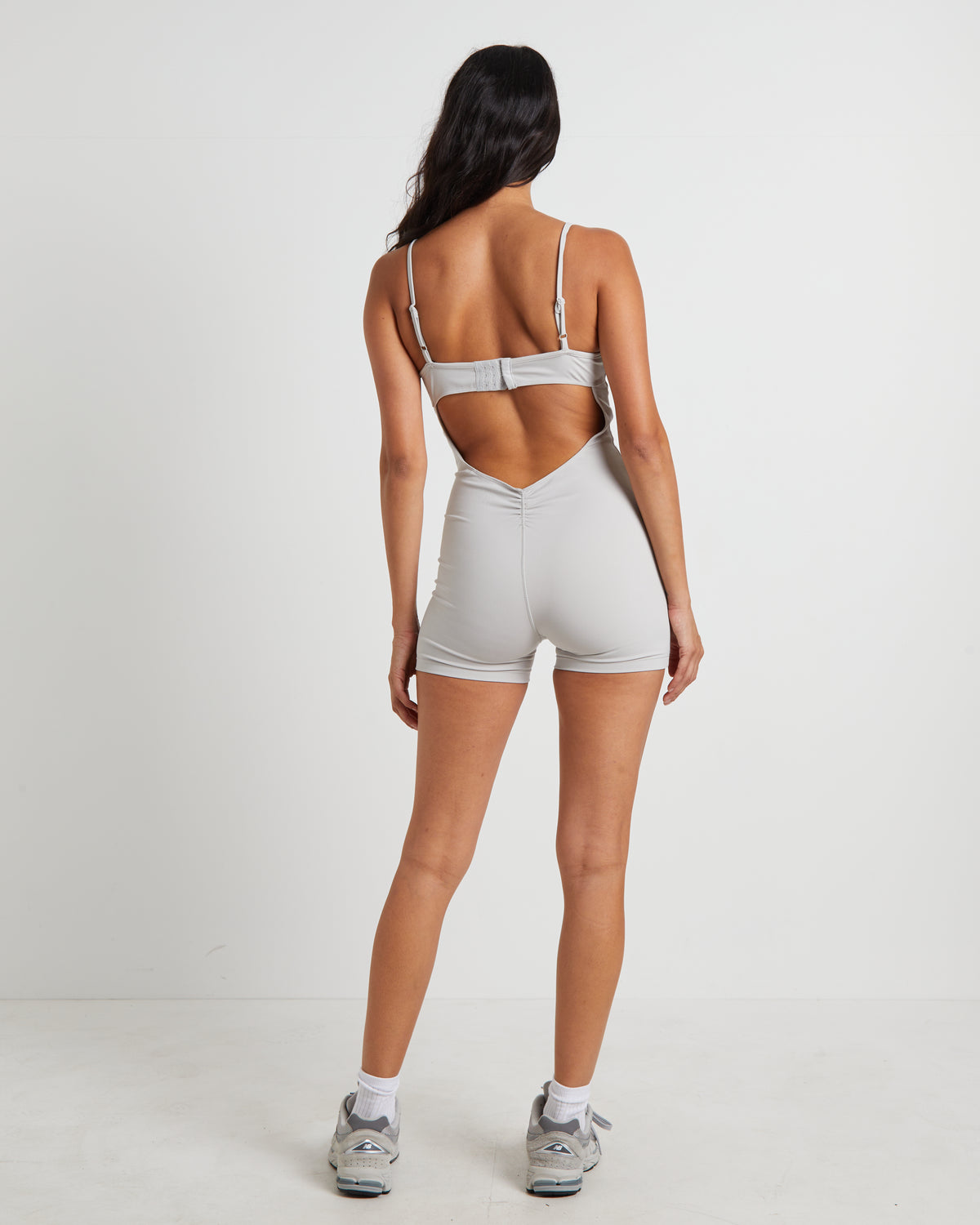 Gather Back Seam Unitard in Biscuit Beige BEIGE