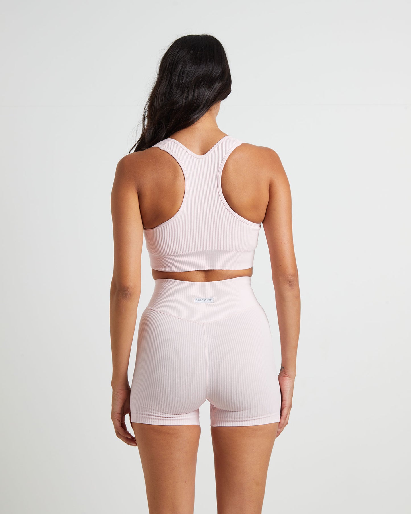 Sports Cross Back Crop Top in Ballet Pink