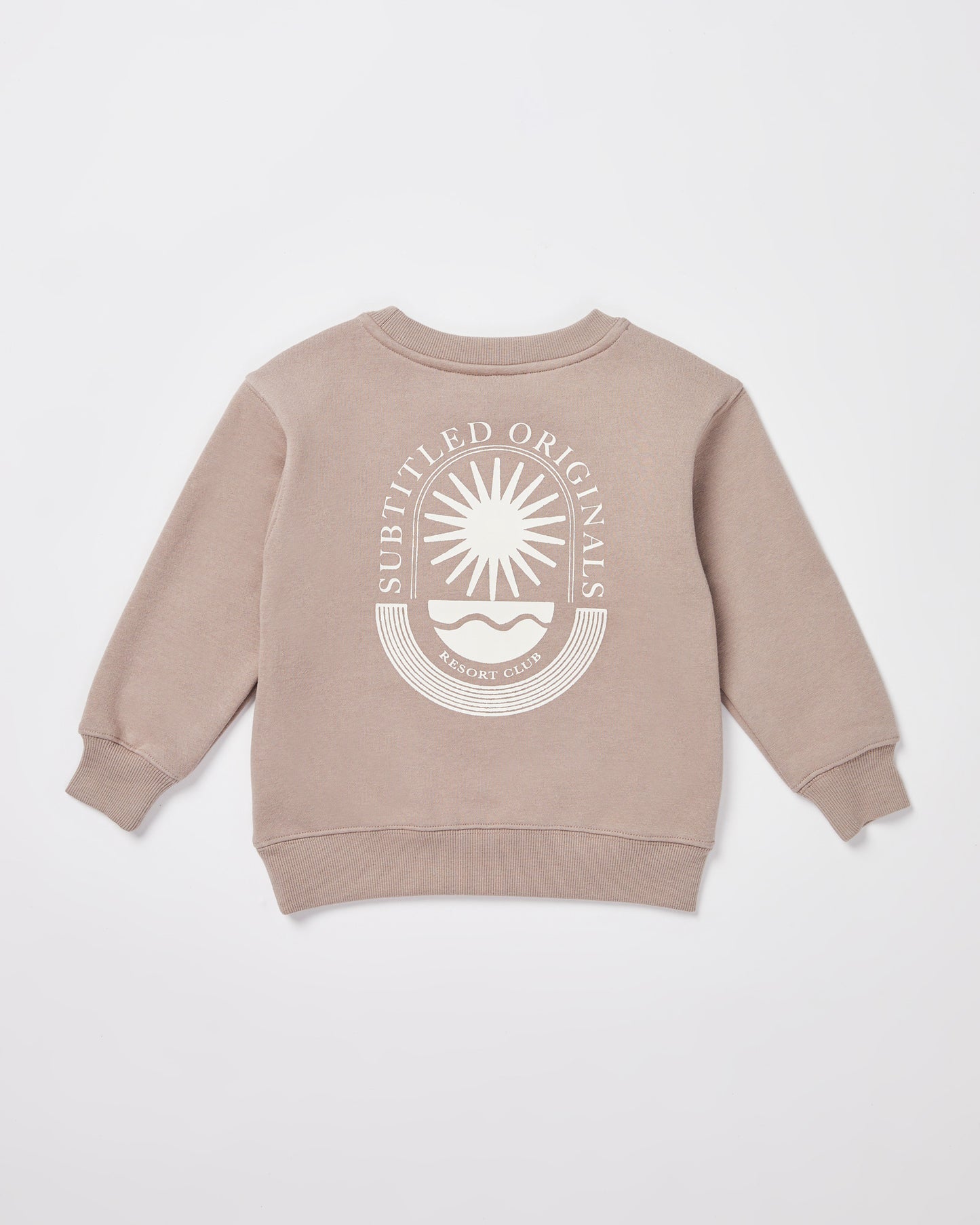 Girls Resort Club Crew Neck Fleece Jumper in Taupe