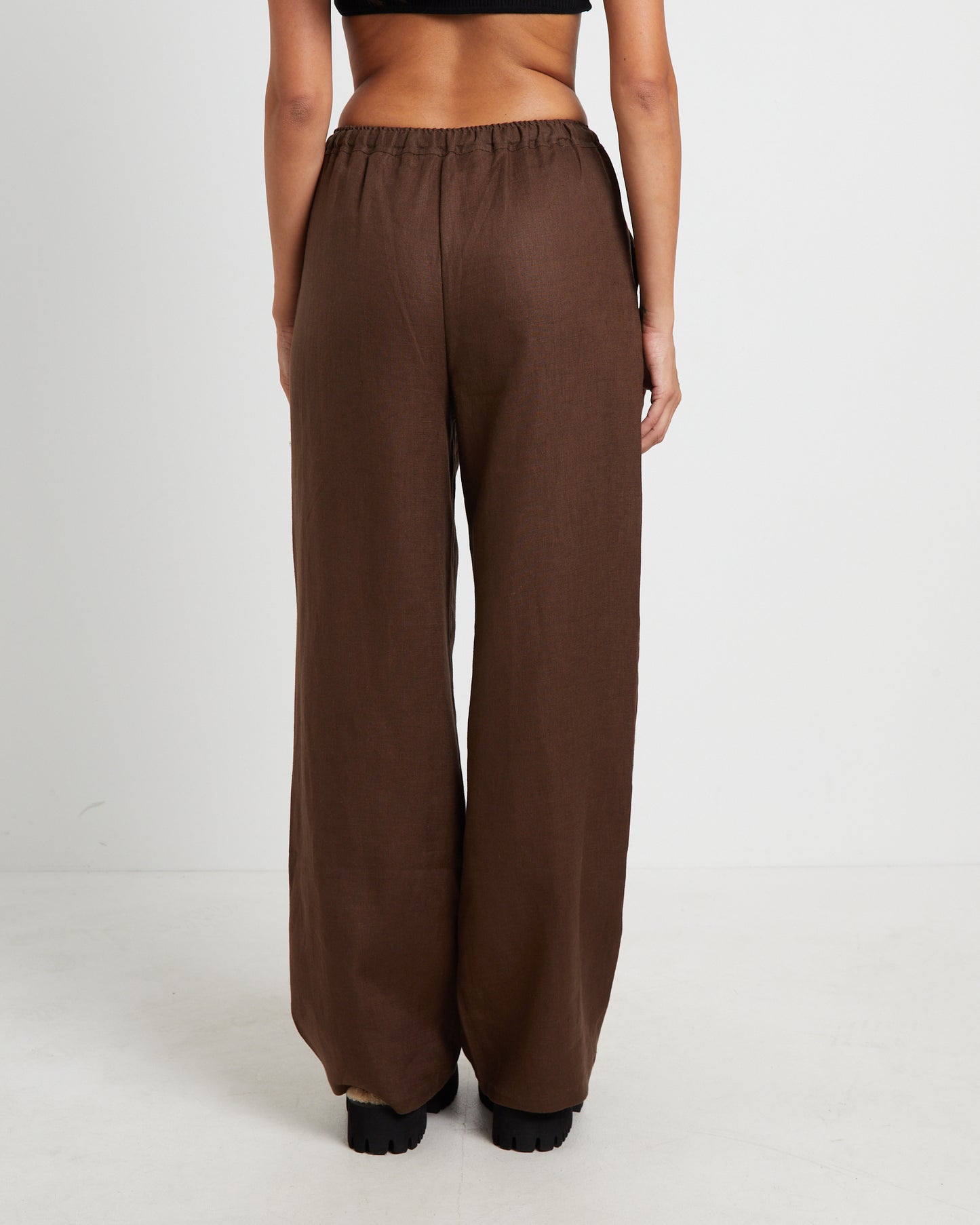 Kai Linen Draw Pants in Brown