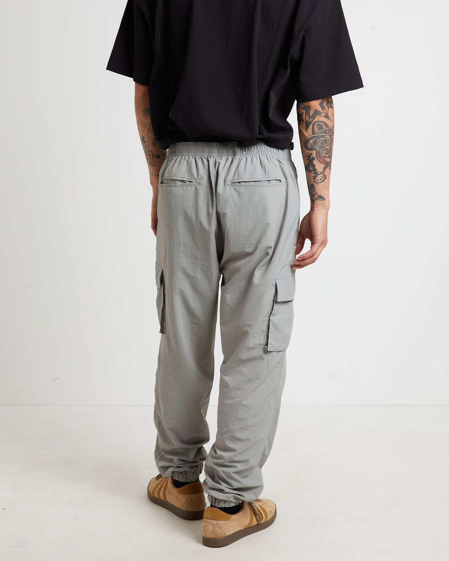 Nylon Cargo Jogger Pants in Grey