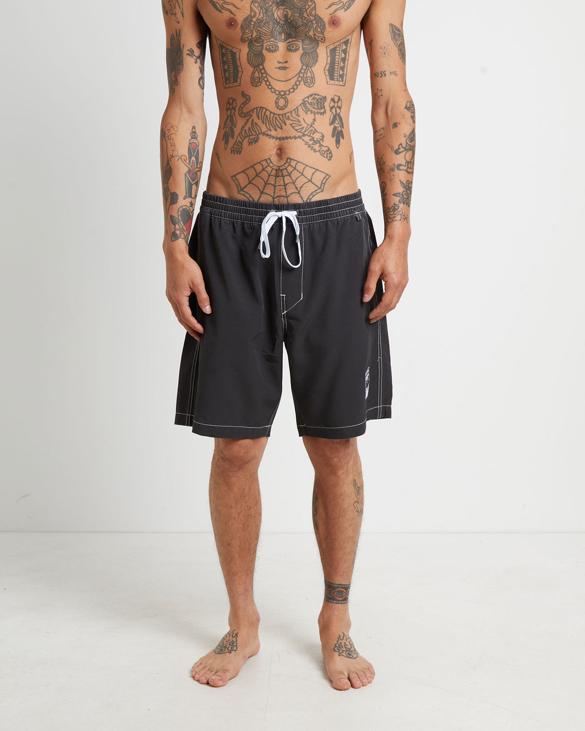 Swan Baggy Trunk Boardshorts in Black BLACK