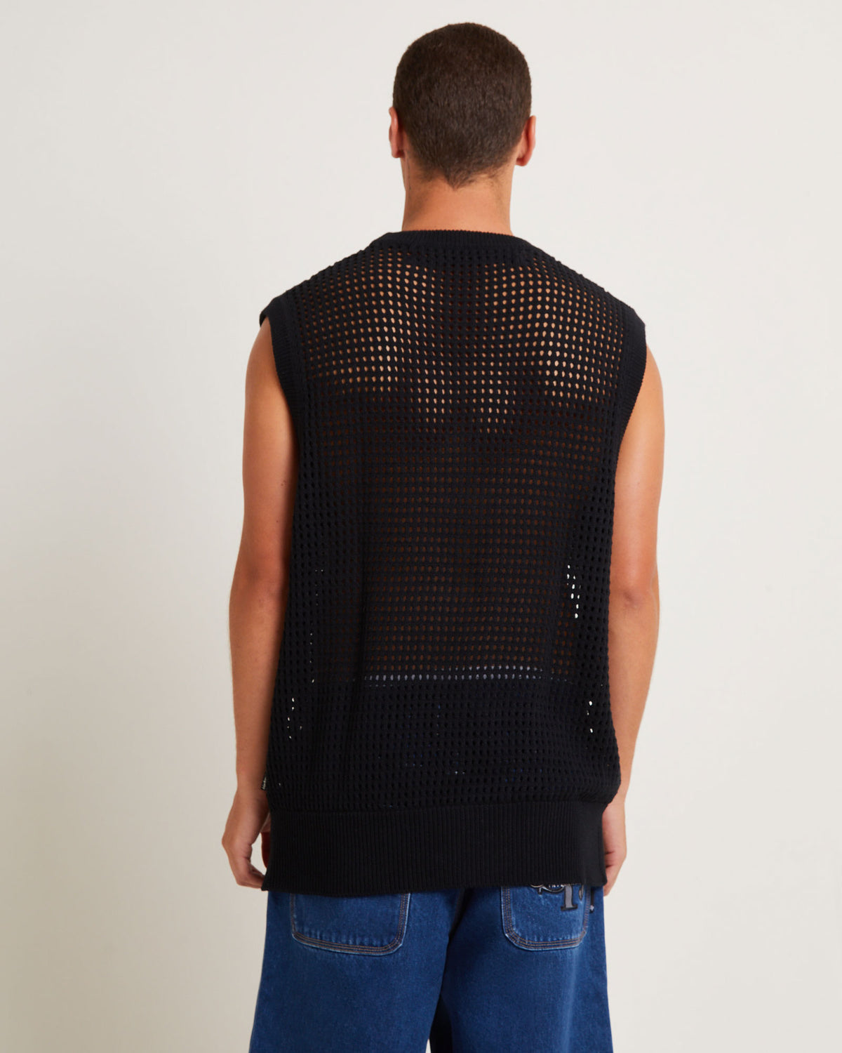 Lydo Net Knit Vest in Black BLACK