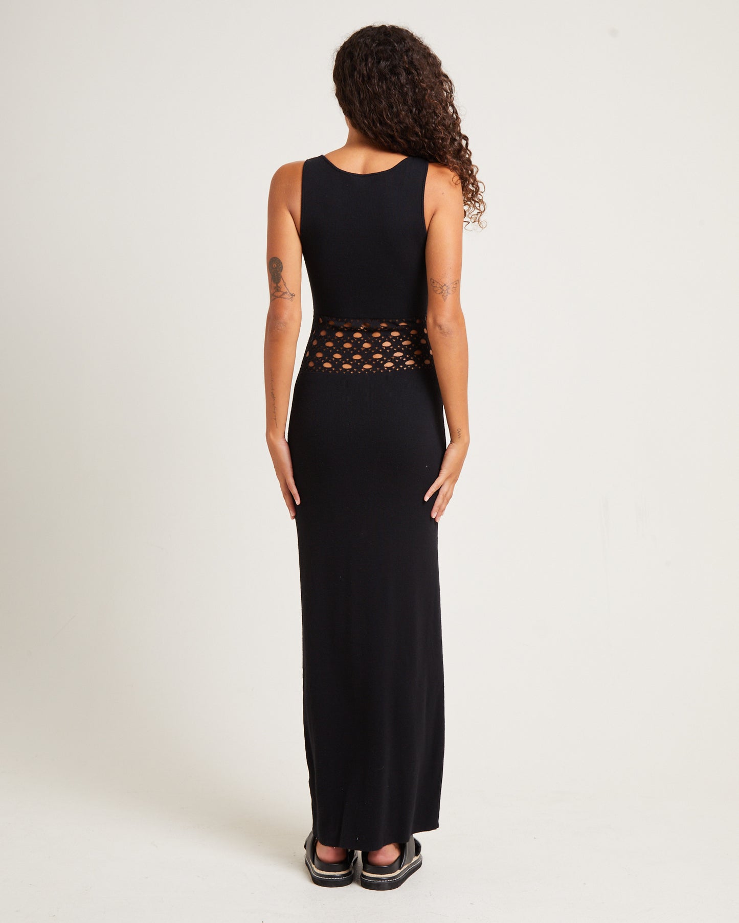 Emelina Crochet Maxi Dress Black