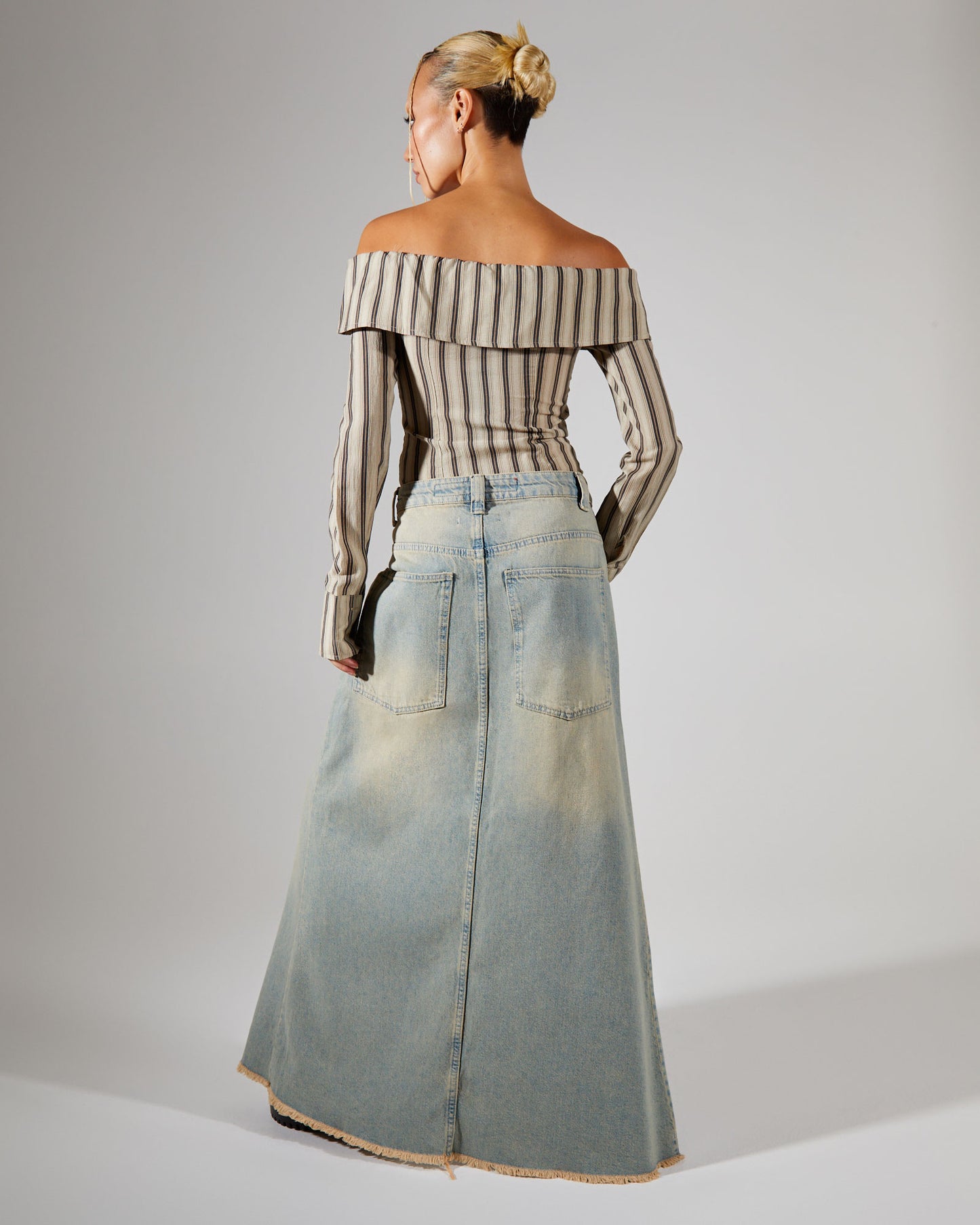 Colossus Maxi Skirt Light Wash Denim