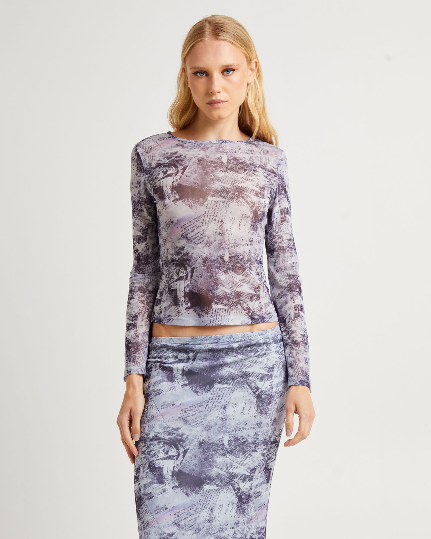 Hazy Mesh Long Sleeve Top