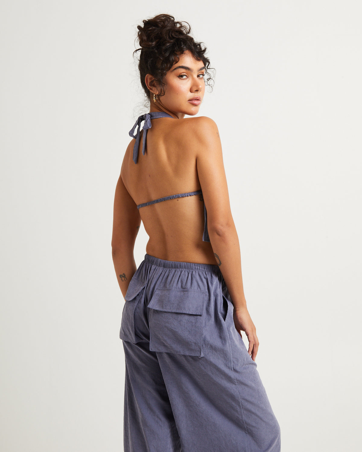 Sahara High Neck Top STEEL BLUE