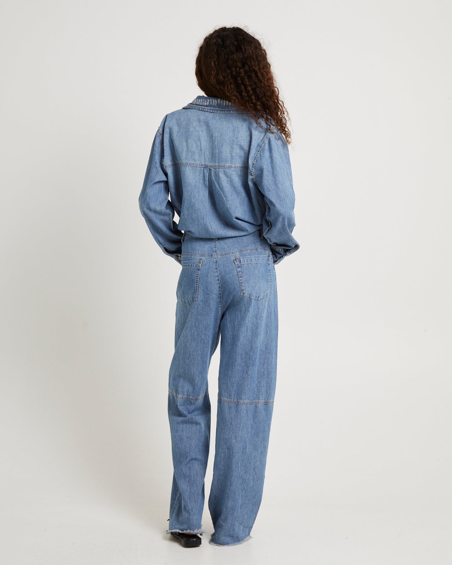 Denim Trucker Overalls Blue Lilac