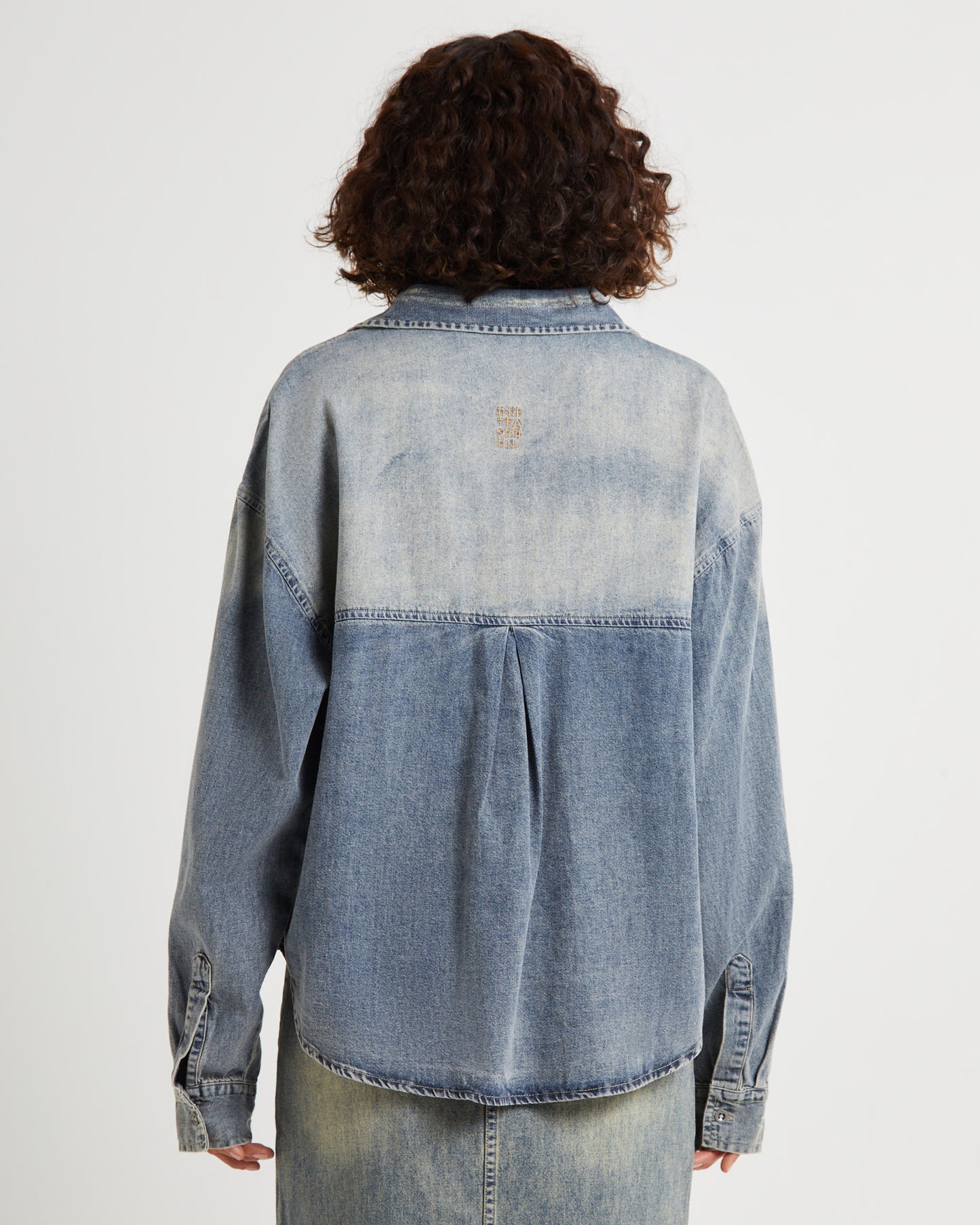 Oversized Denim Western Shirt Dirty Blue