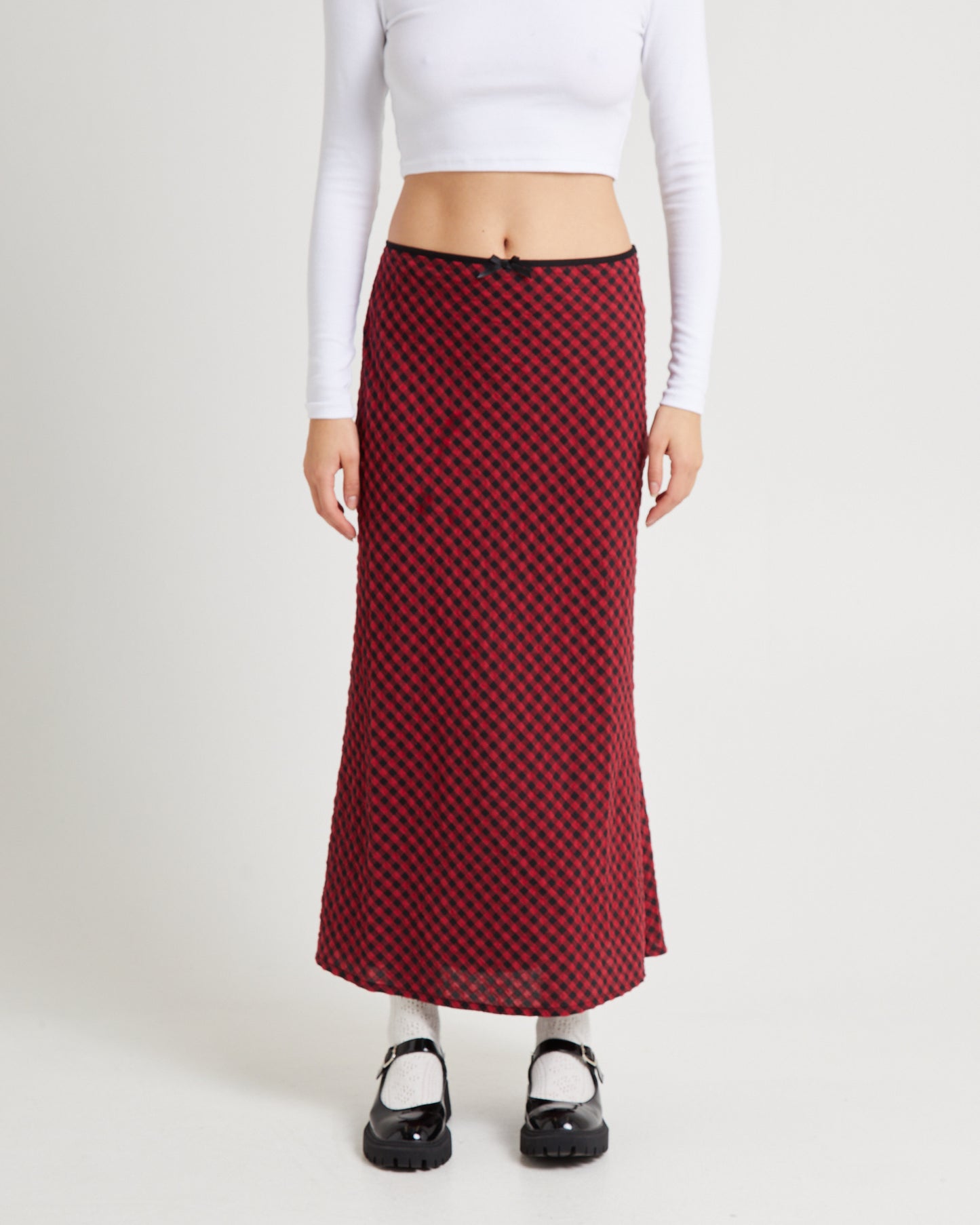 Grunge Plaid Midi Skirt